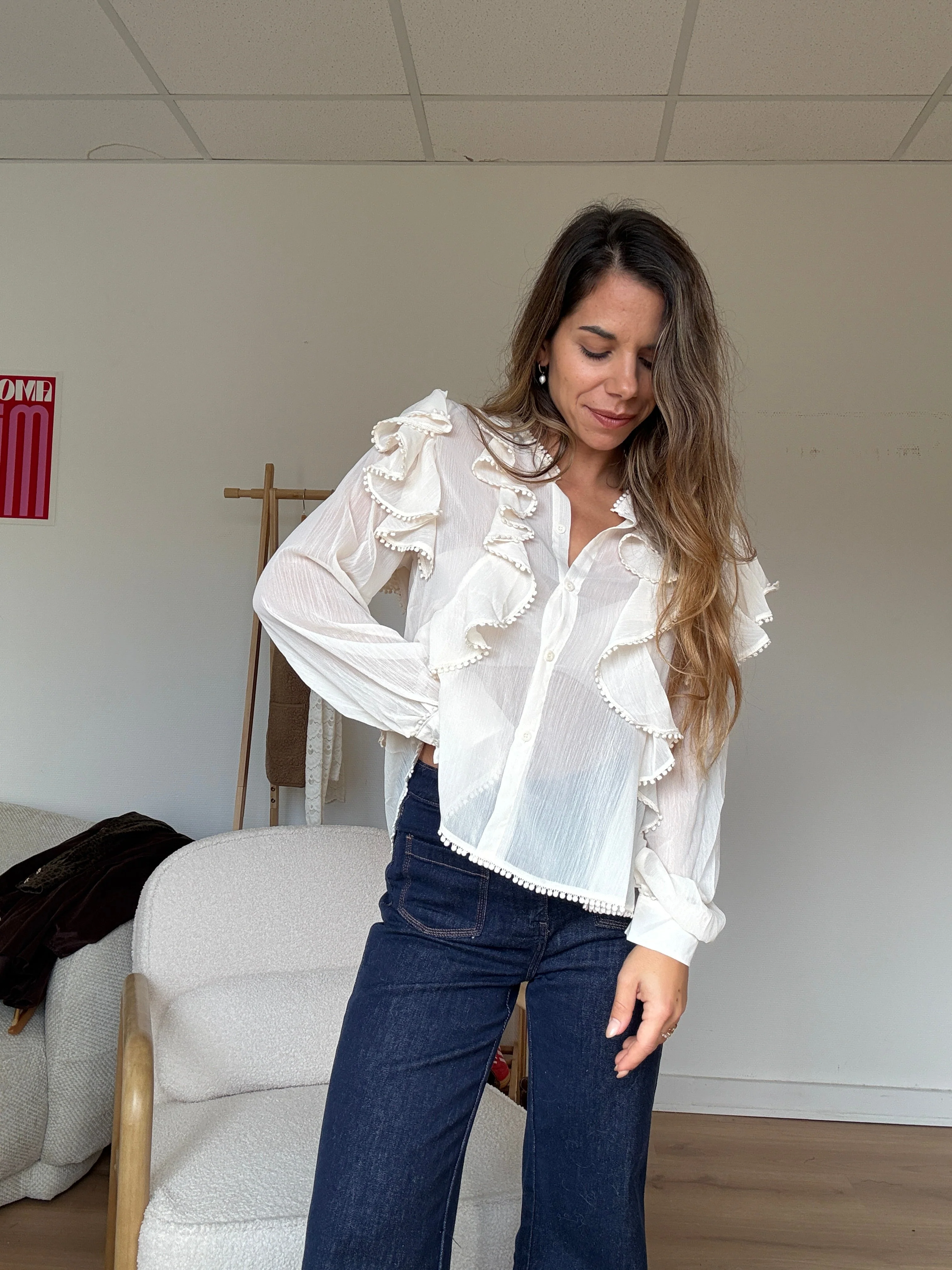 Blouse À Volants Mia Écrue - Image 2