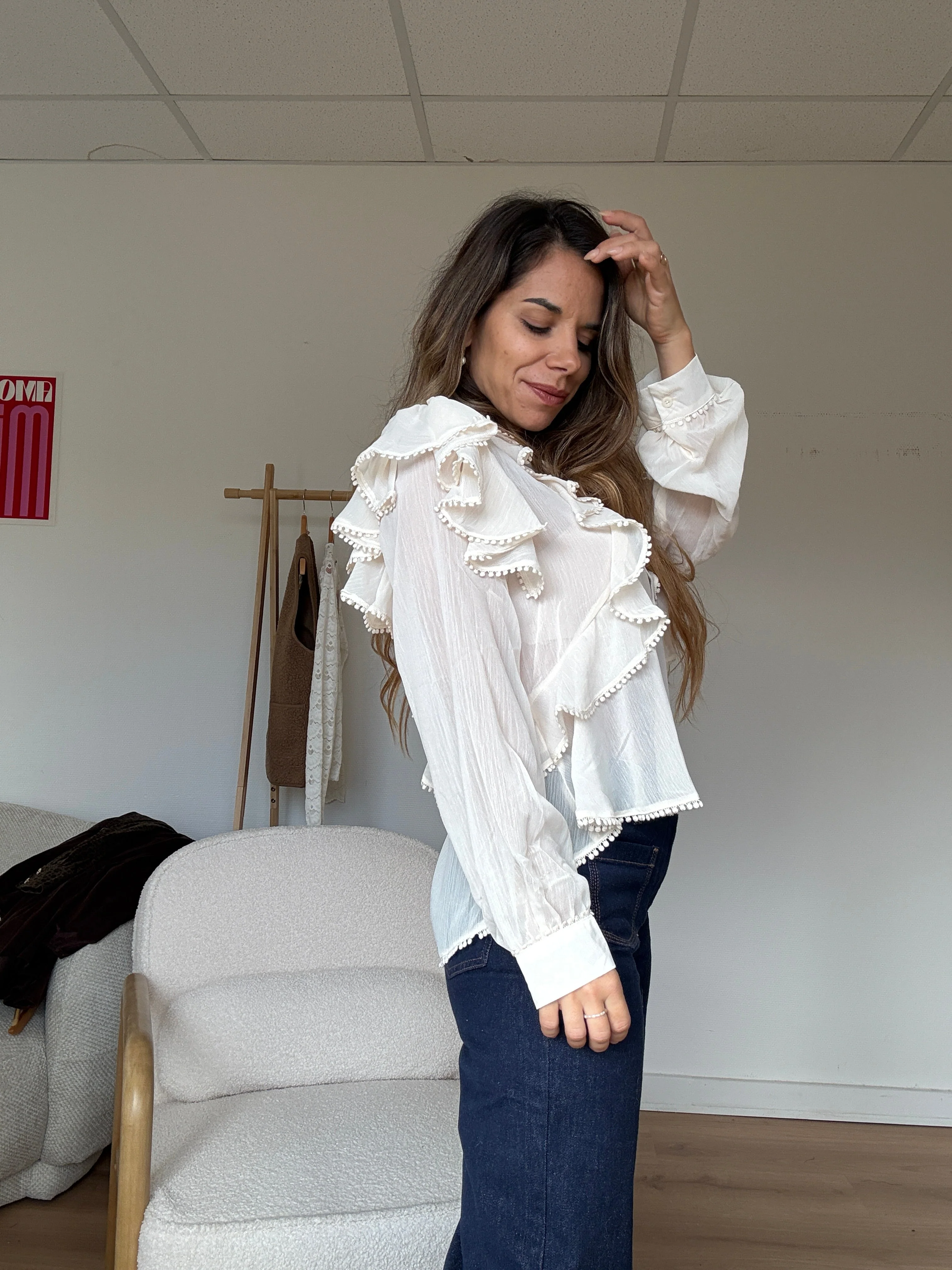Blouse À Volants Mia Écrue - Image 4
