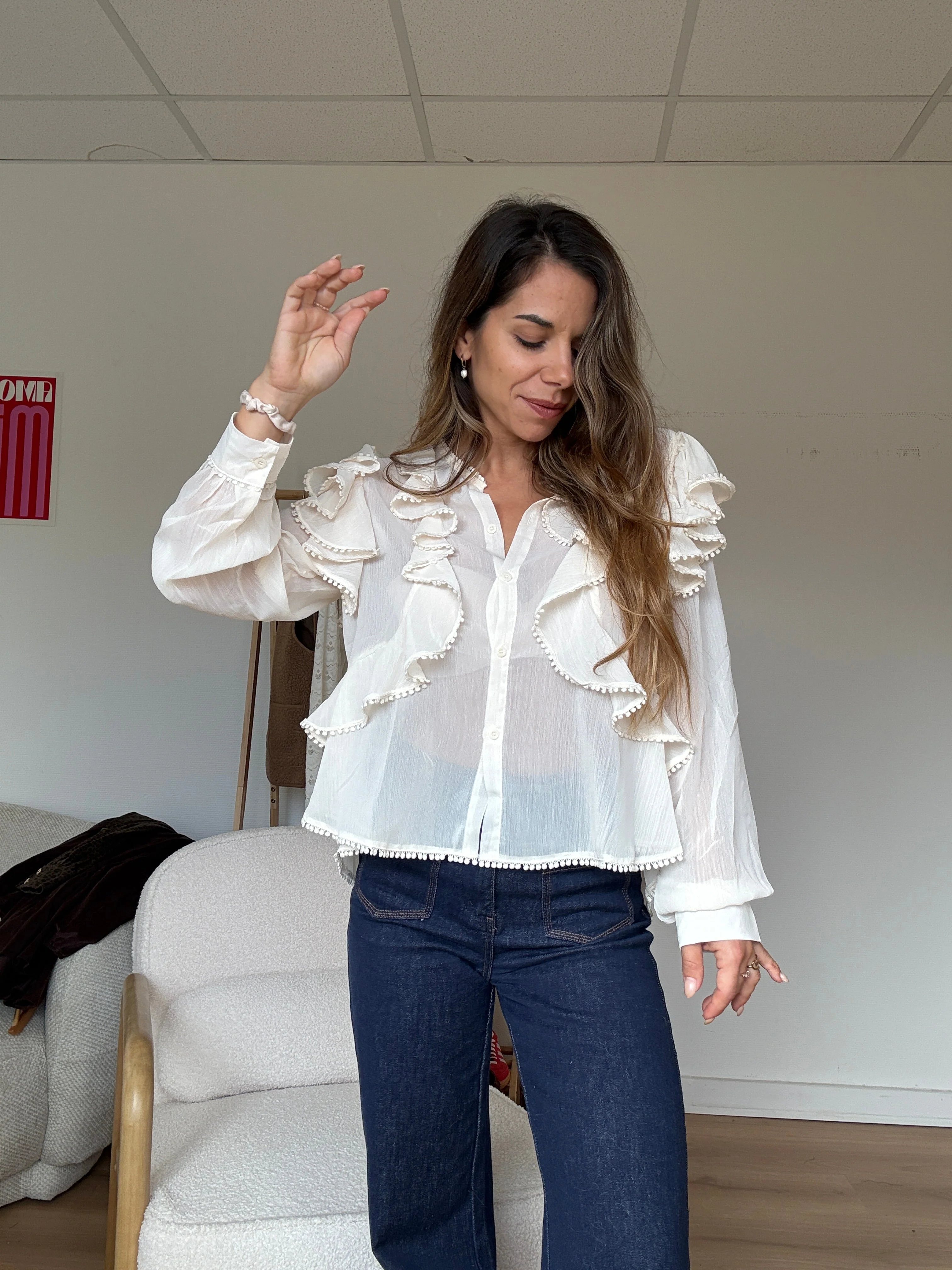 Blouse À Volants Mia Écrue - Image 9