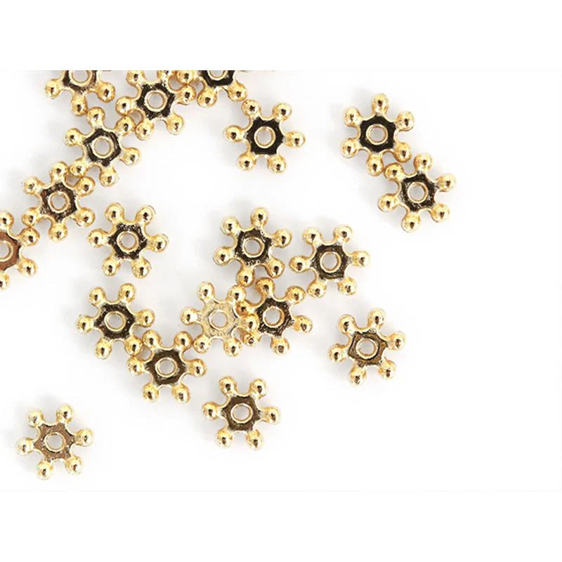 Boite De 20 Perles Heishi Intercalaire - Fleur Dorée 6X2Mm - Image 2