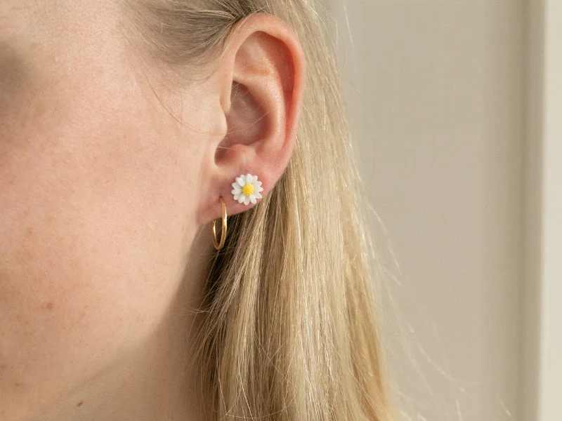 Boucles D'Oreilles En Porcelaine - Pâquerette - Image 3