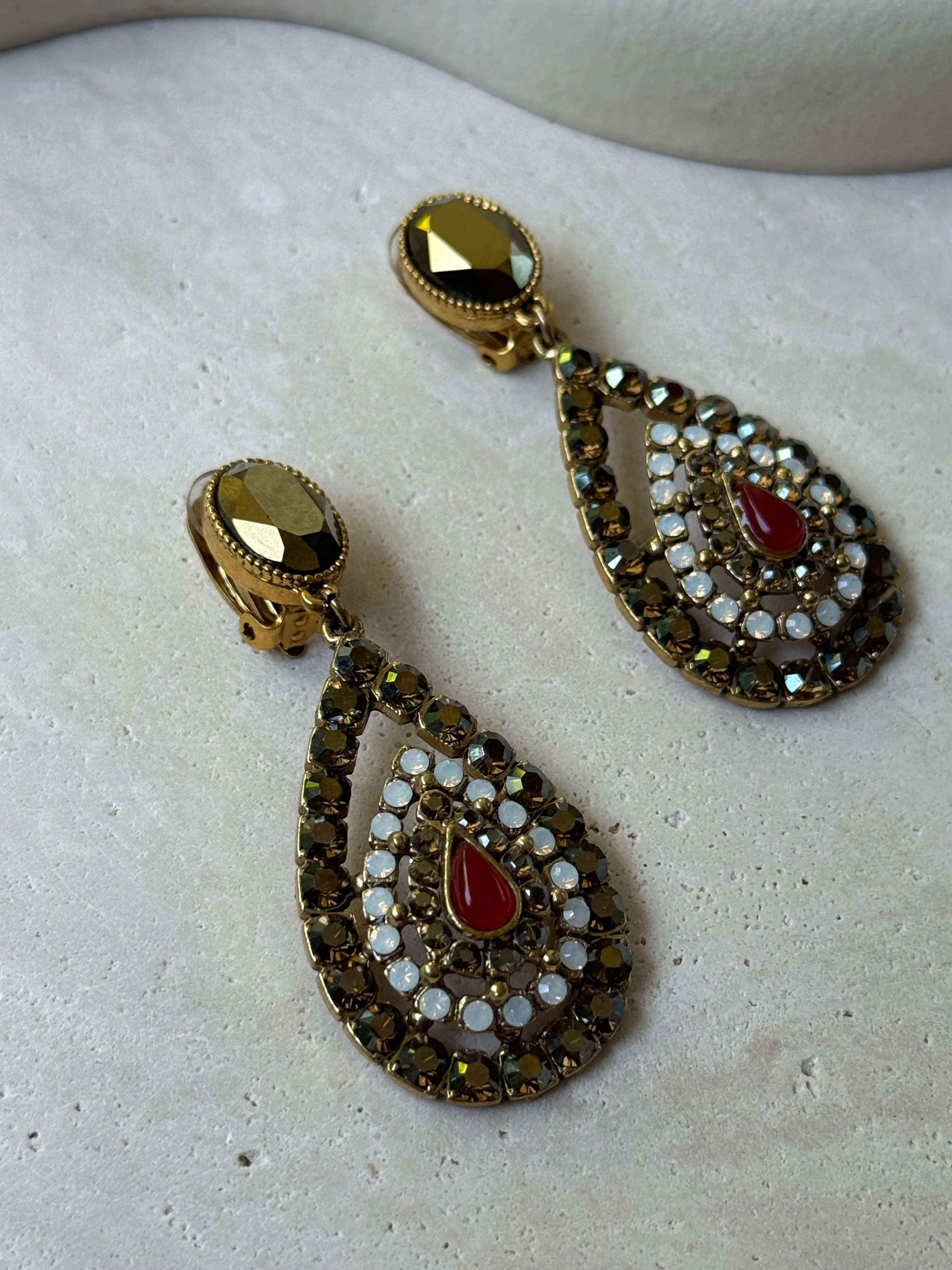 Poggi - Boucles D’Oreilles Vintage - Pendantes À Strass - Image 3