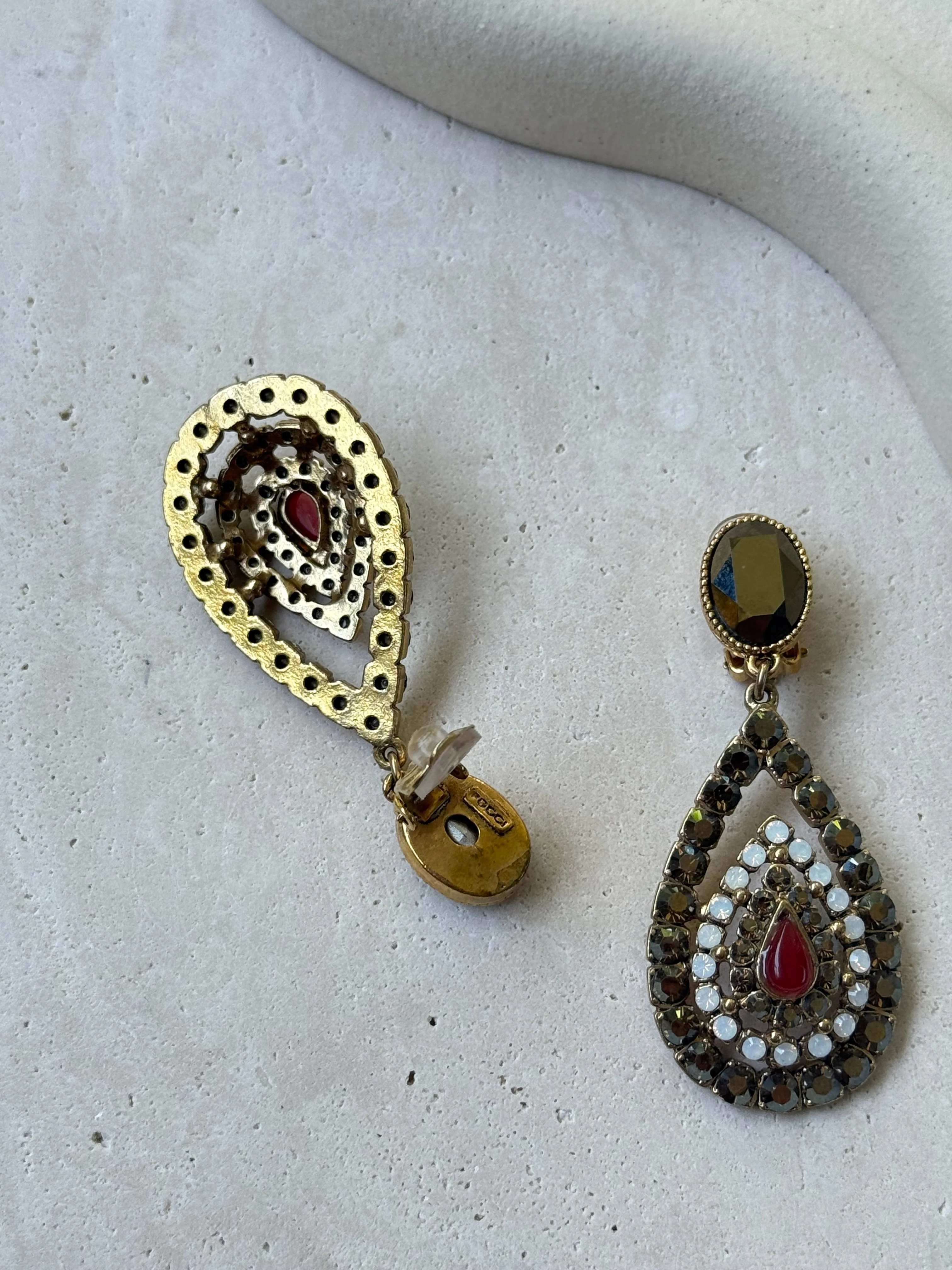 Poggi - Boucles D’Oreilles Vintage - Pendantes À Strass - Image 4