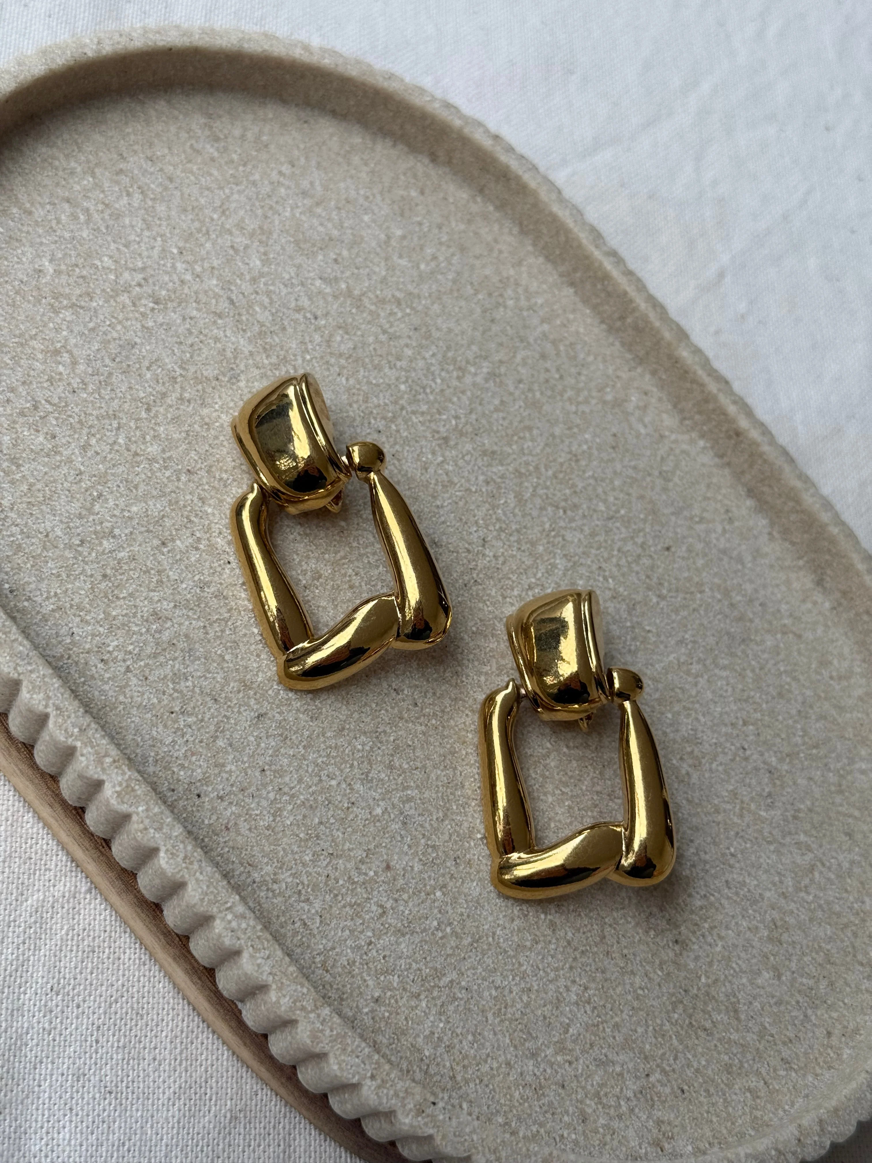 Boucles D’Oreilles Vintage - Pendantes Maillons Dorés - Image 3