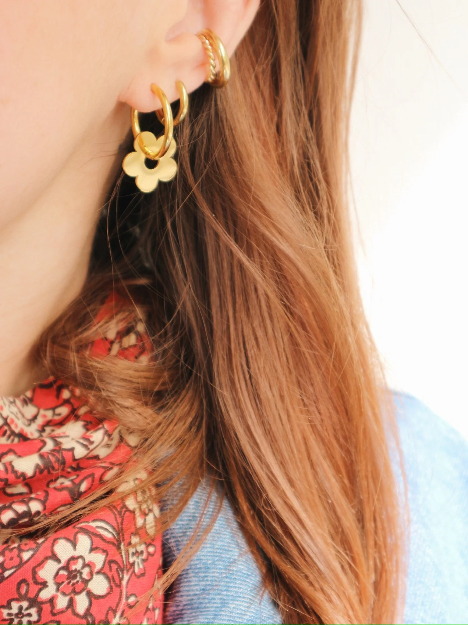 Boucles D'Oreille Fleur Or - Image 3