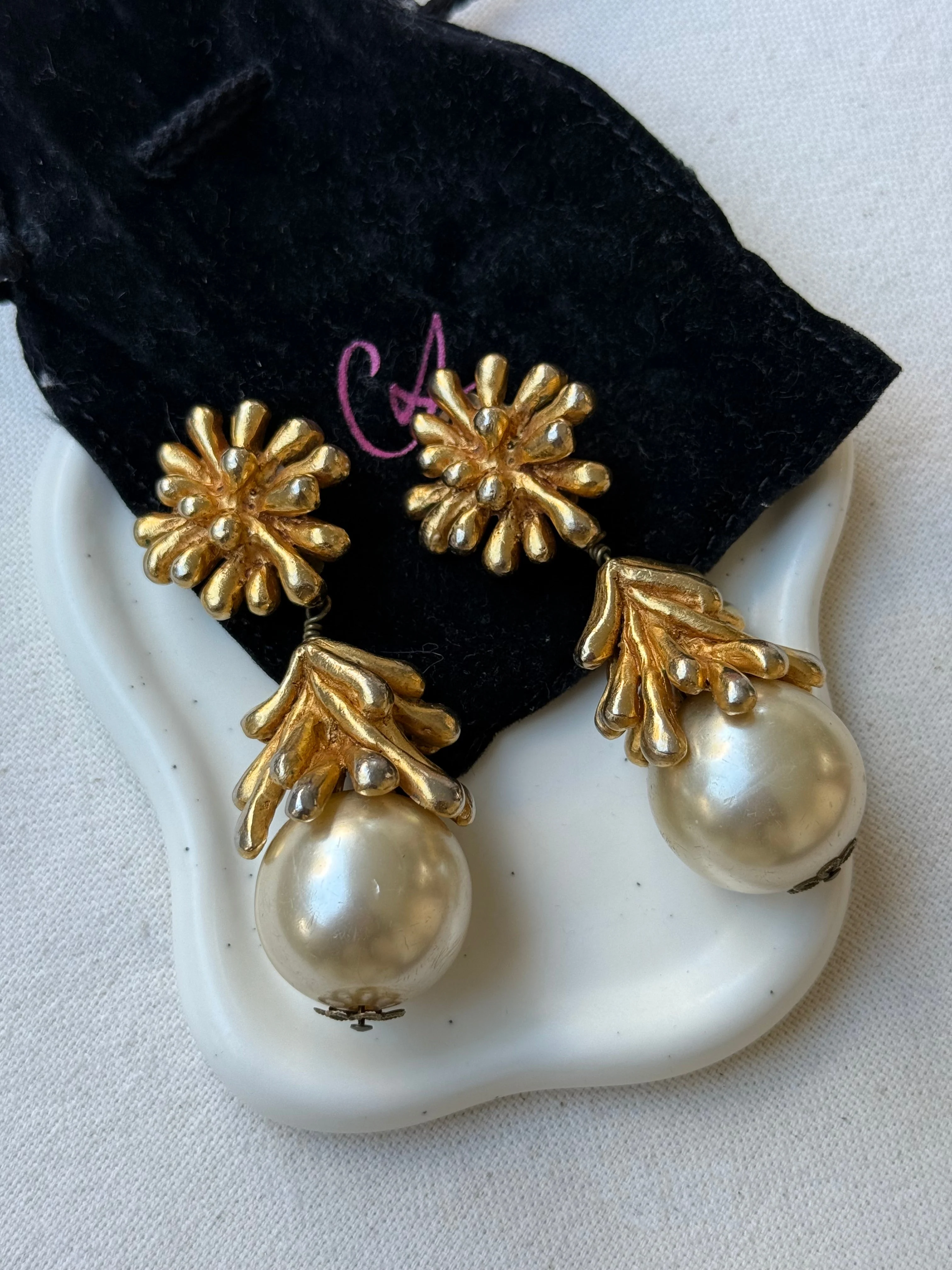 Boucles D'Oreilles Christian Lacroix - Perles Baroques Pendantes - Image 3