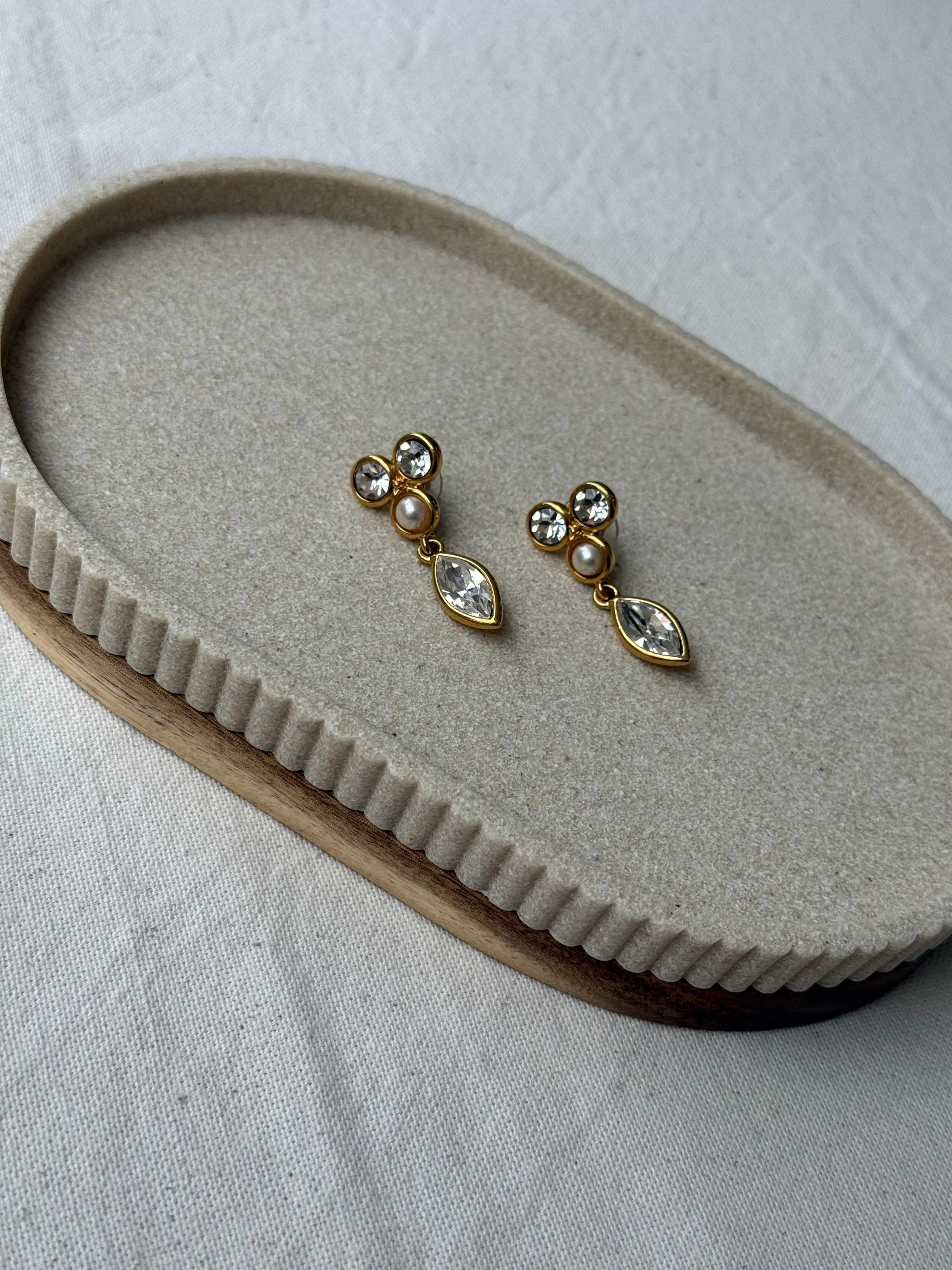 Boucles D'Oreilles Napier Vintage - Pendantes Strass Et Perles (Oreilles Percées) - Image 2