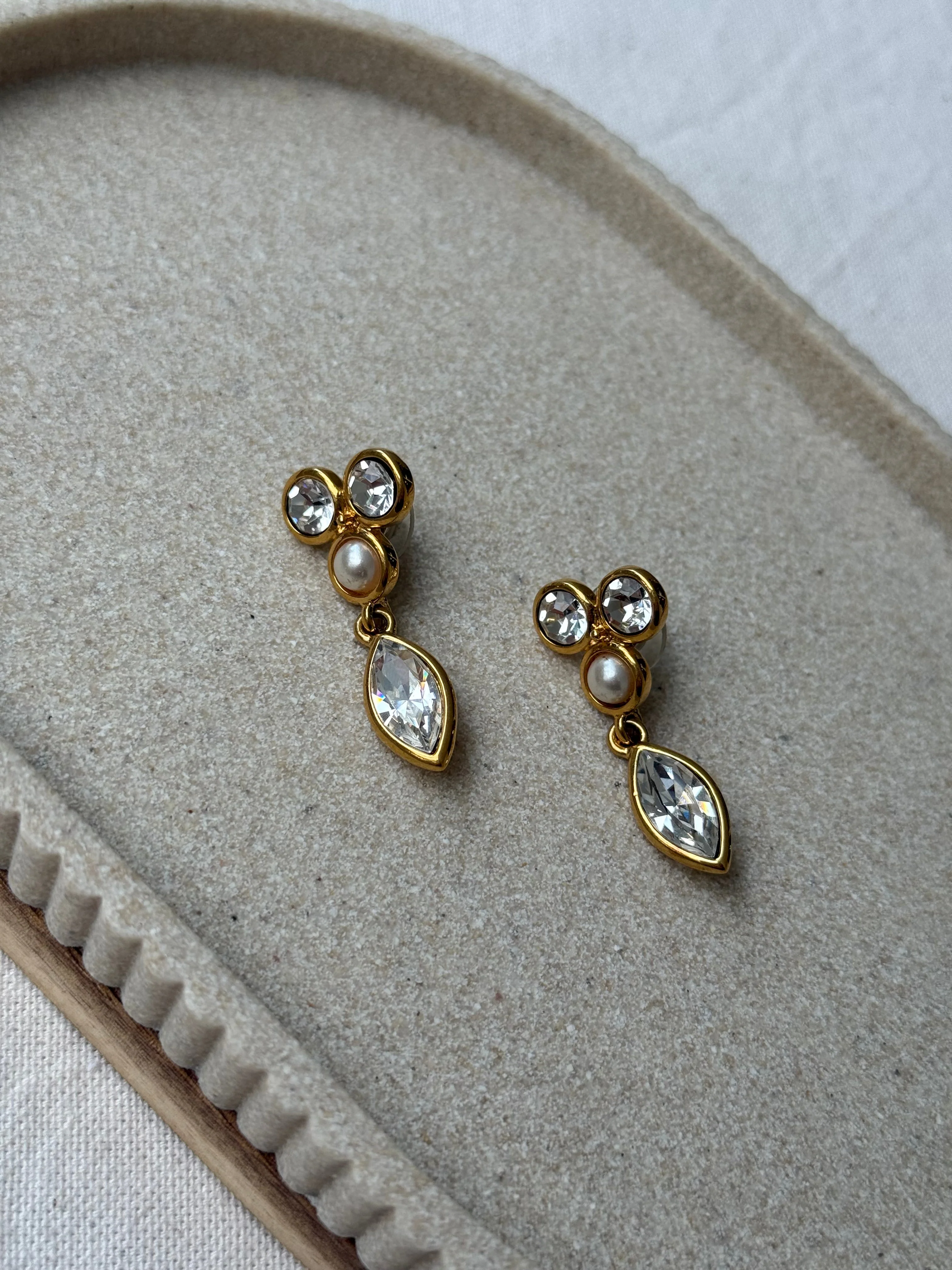 Boucles D'Oreilles Napier Vintage - Pendantes Strass Et Perles (Oreilles Percées) - Image 3