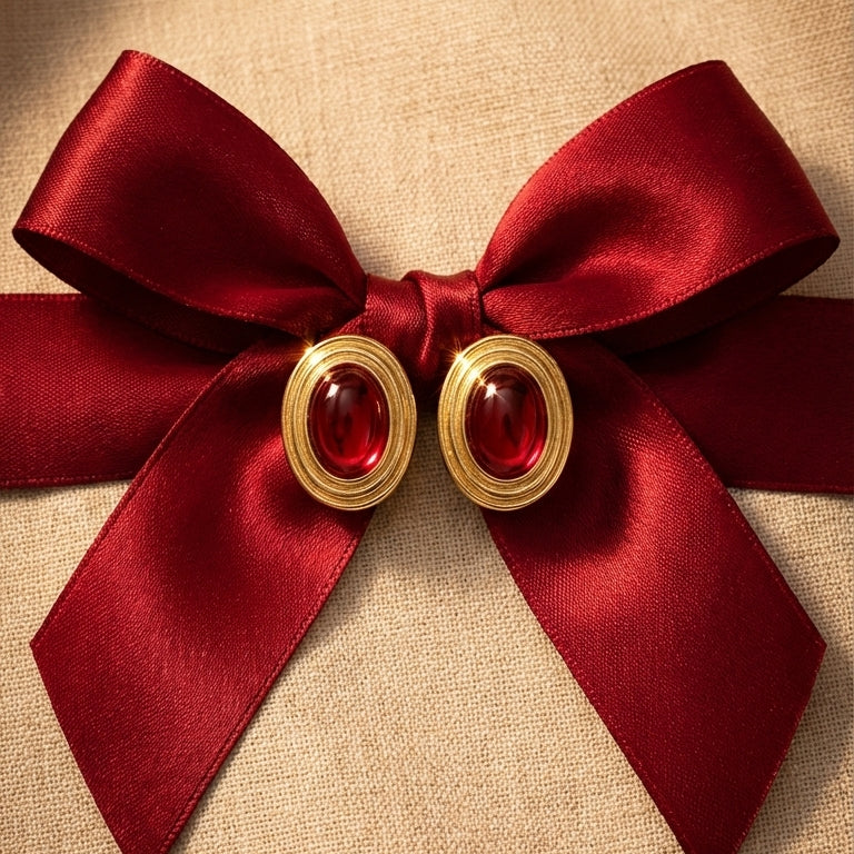 Boucles D'Oreilles Old Money Rouge - Image 6