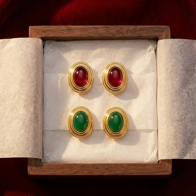 Boucles D'Oreilles Old Money Rouge - Image 8