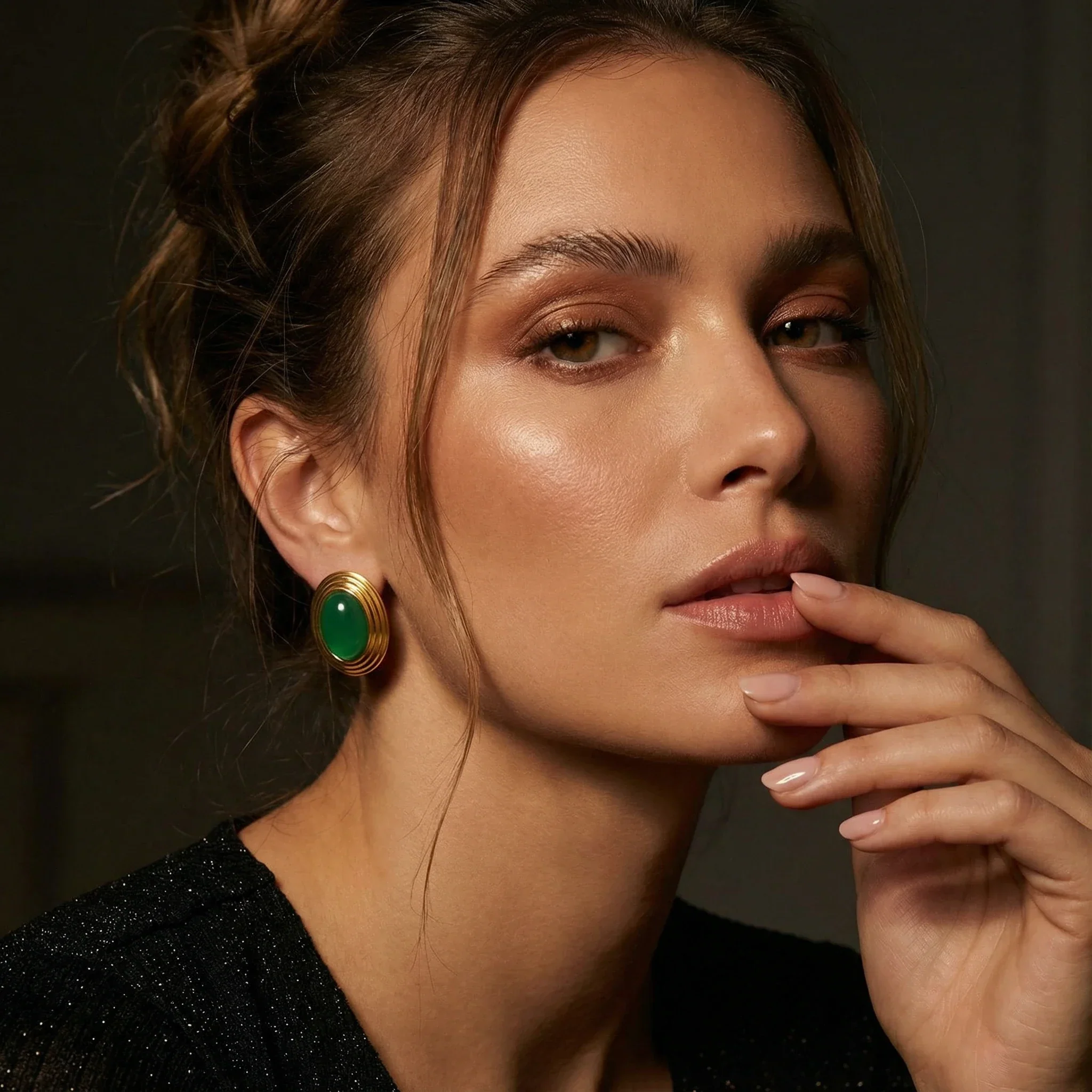 Boucles D'Oreilles Old Money Vert - Image 5