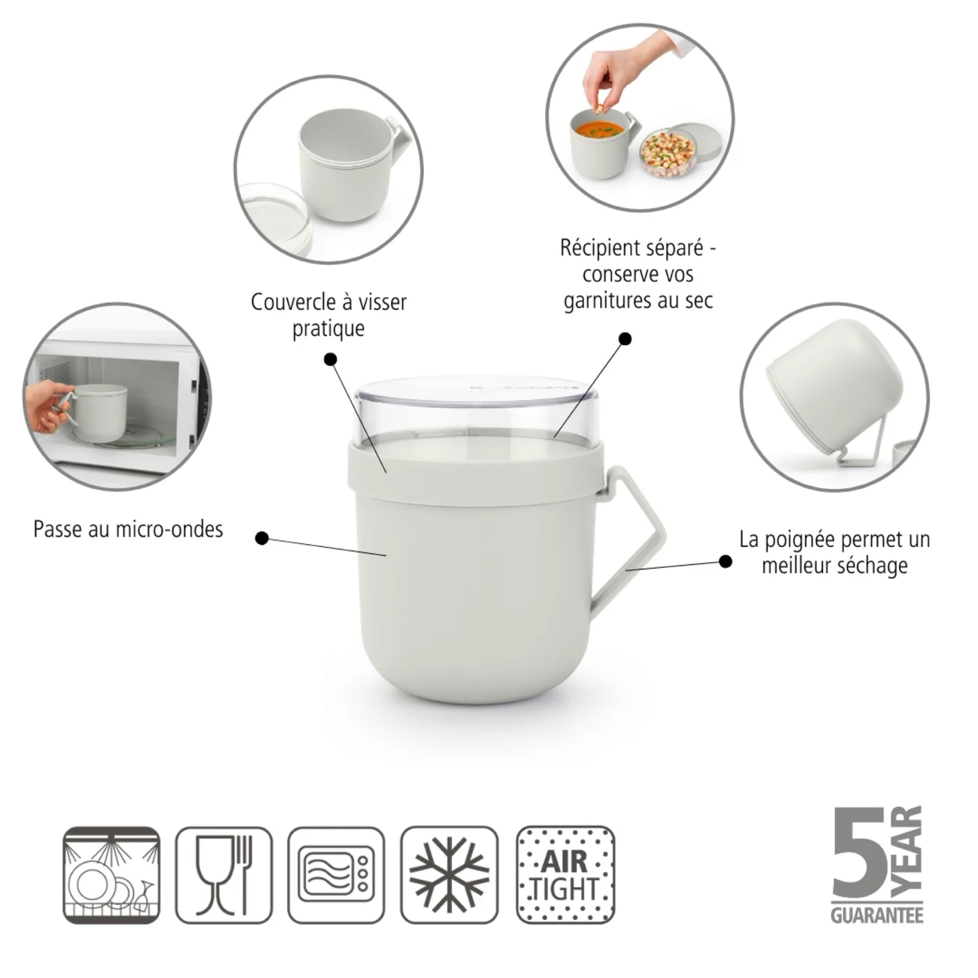 Make & Take - Tasse À Soupe - 0.6L - Light Grey - Image 3