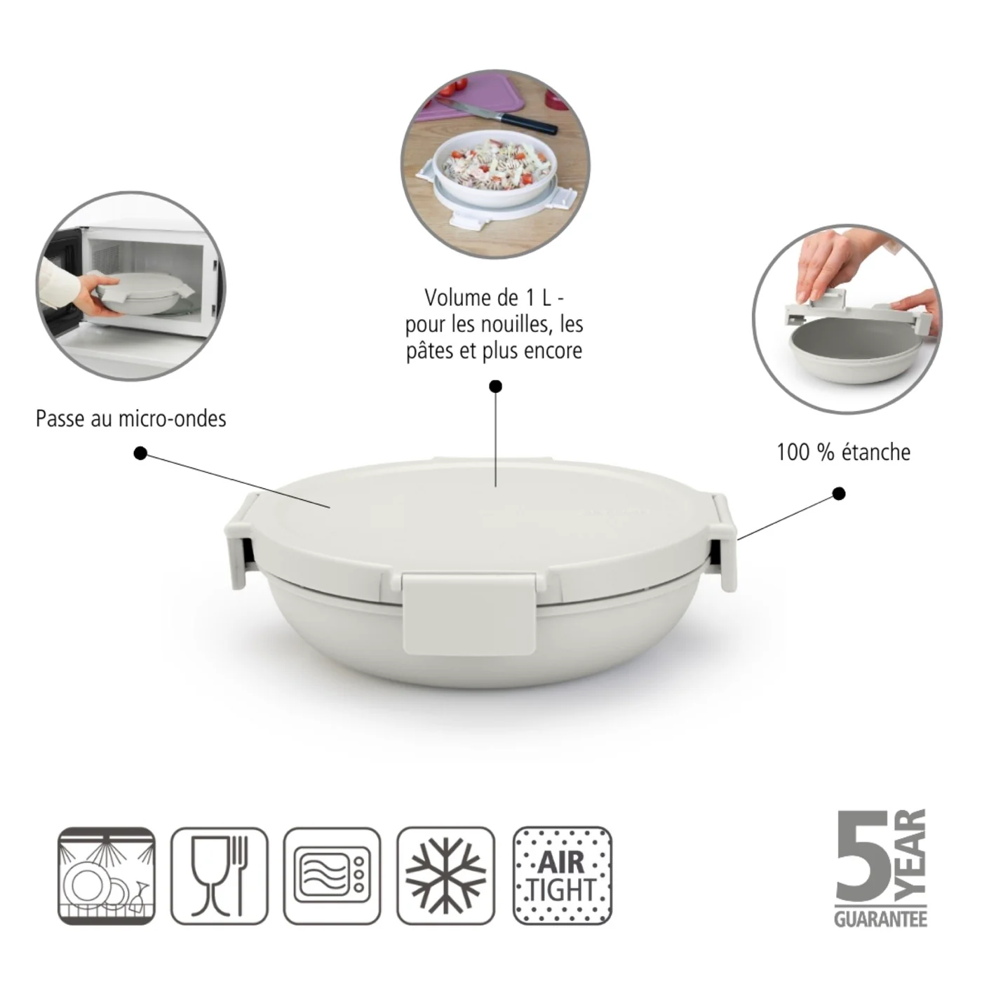 Make & Take - Boîte À Repas Ronde - 1L - Light Grey - Image 2