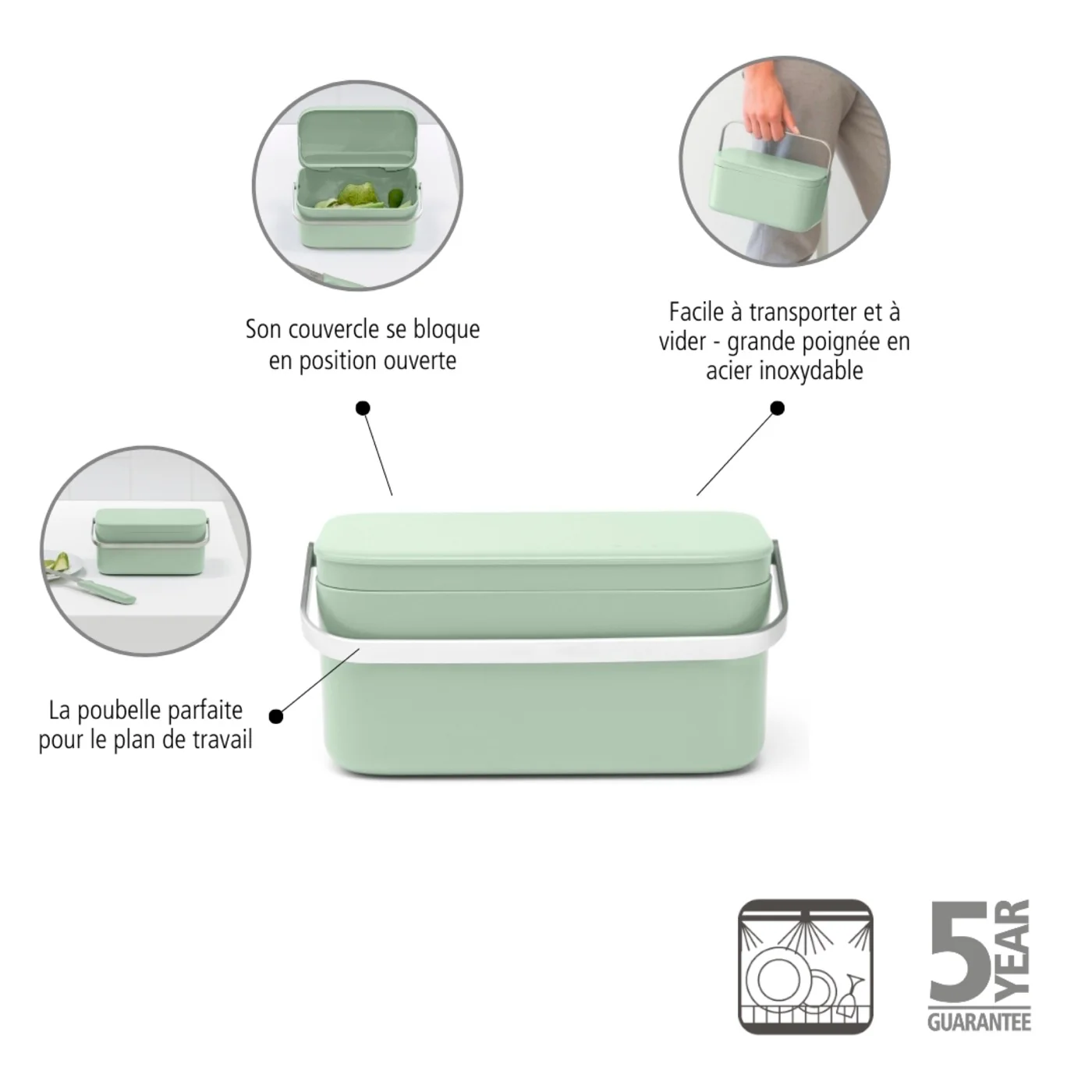 Sinkside - Poubelle De Table - 1.8L - Jade Green - Image 2