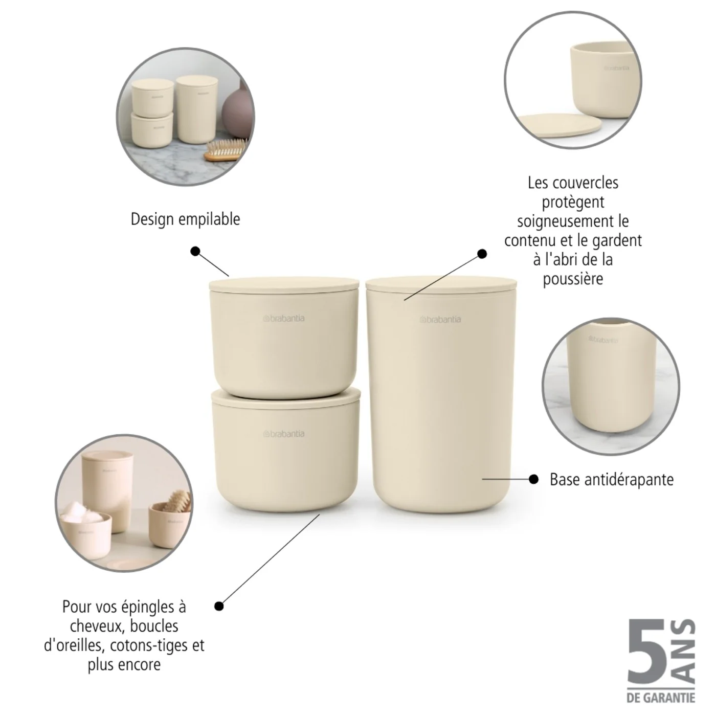Pots De Stockage - Kit De 3 - Soft Beige - Image 2