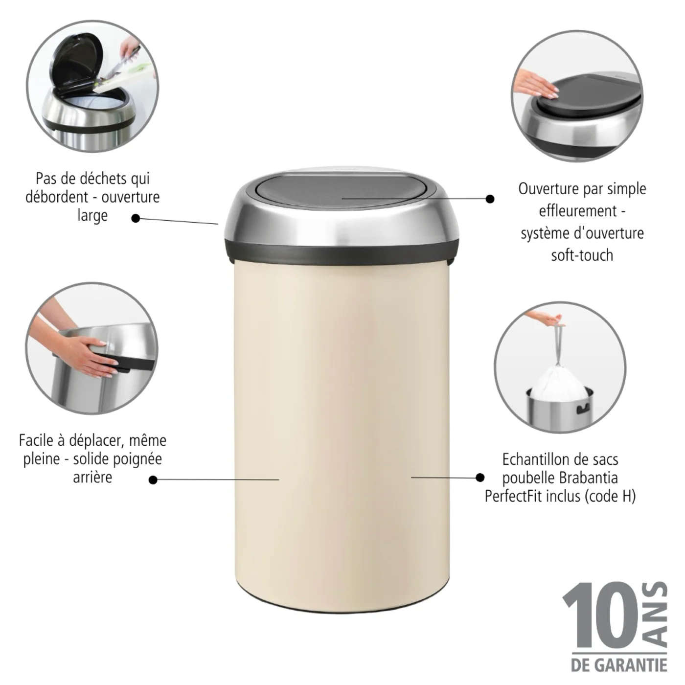 Touch Bin - 60L - Soft Beige - Image 2
