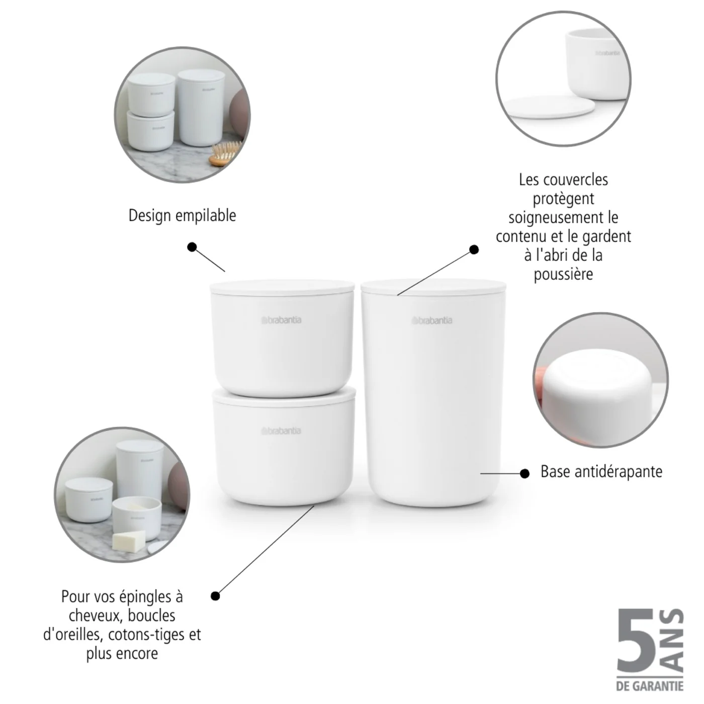 Pots De Stockage - Kit De 3 - White - Image 2