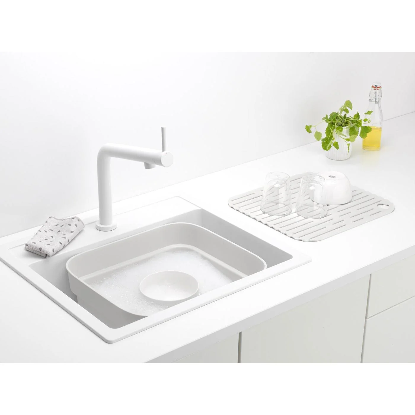 Bac À Vaisselle Avec Plateau De Séchage - Light Grey - Image 3