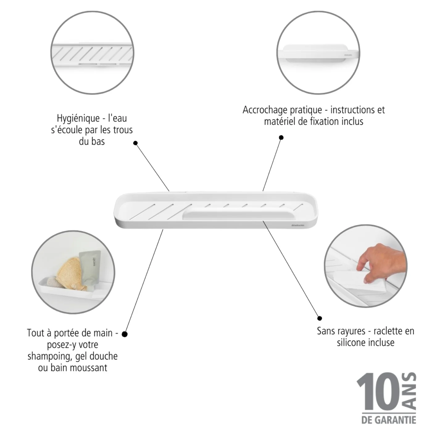 Mindset - Étagère De Douche Avec Raclette - White - Image 2
