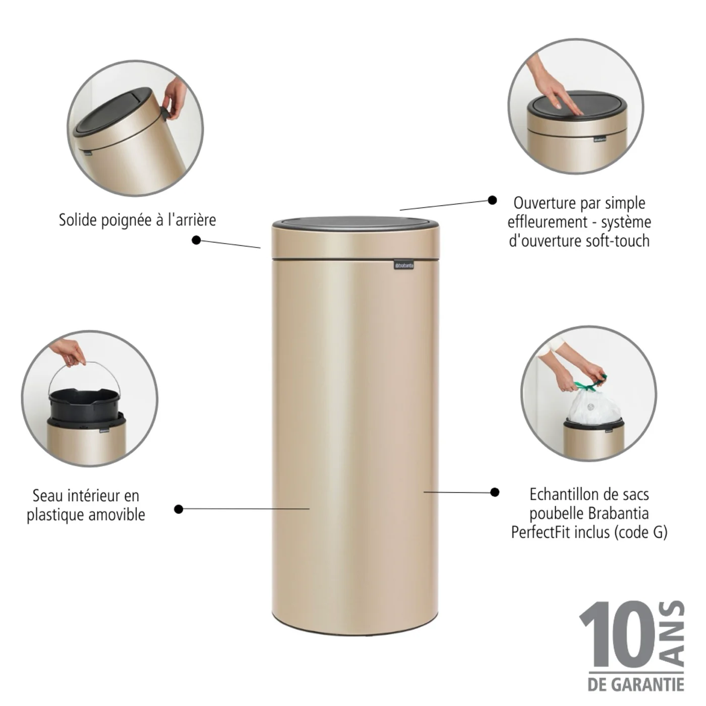 Touch Bin New - 30L - Metallic Gold - Image 2