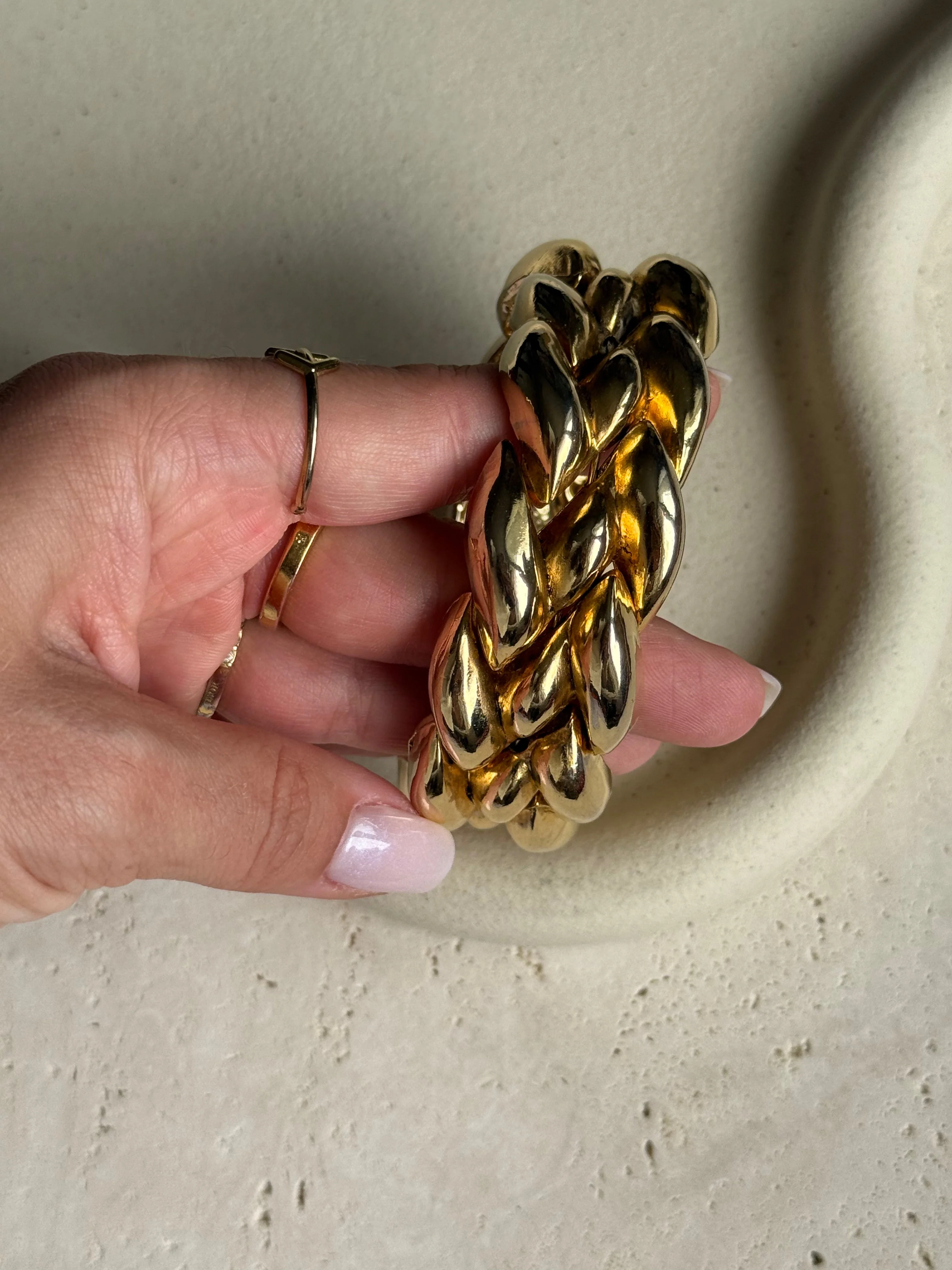 Ungaro - Bracelet Vintage - Maille Épi Articulée - Image 3