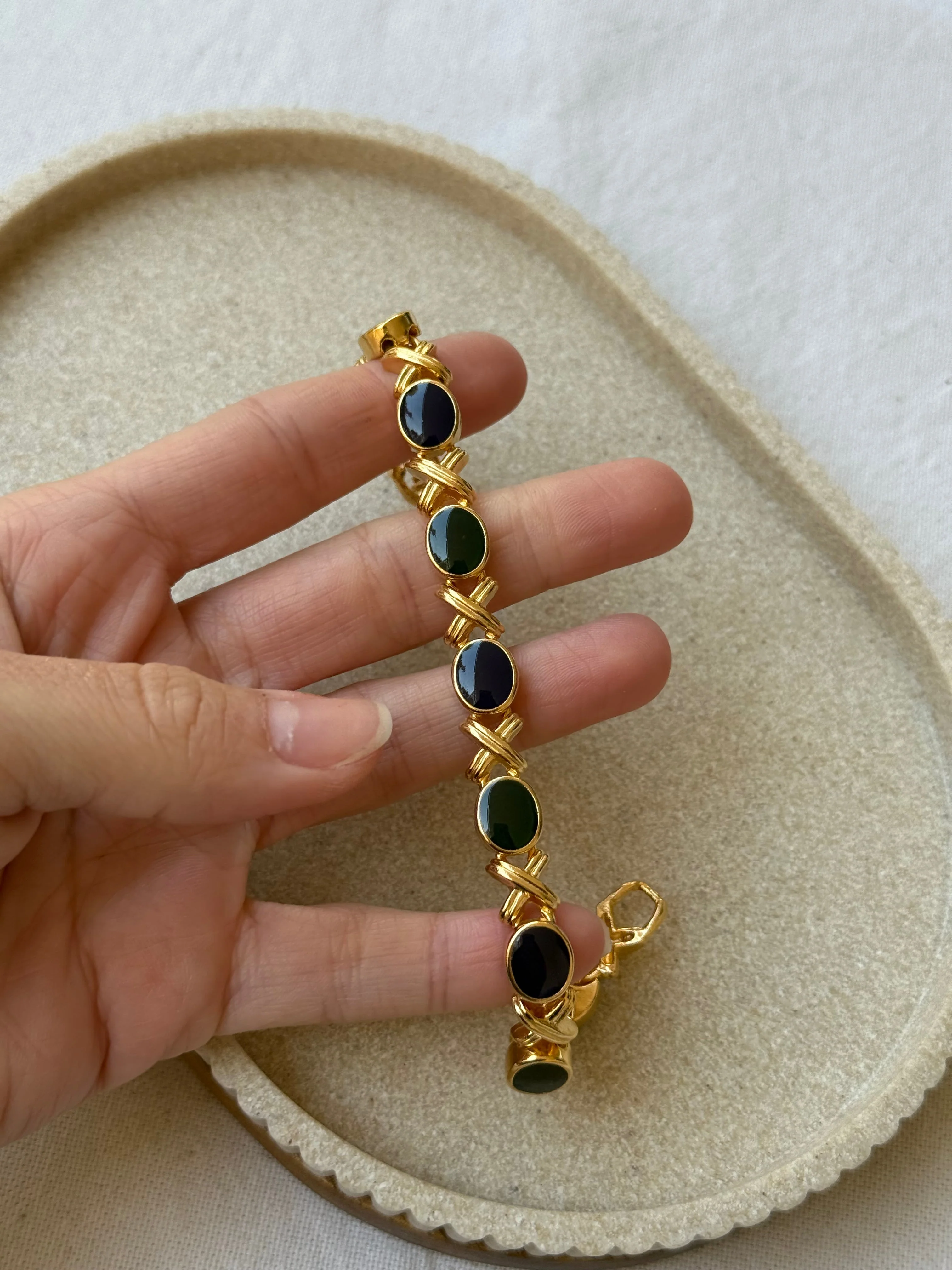 Bracelet Vintage - Maillons Émaillés Bleu Et Vert - Image 4