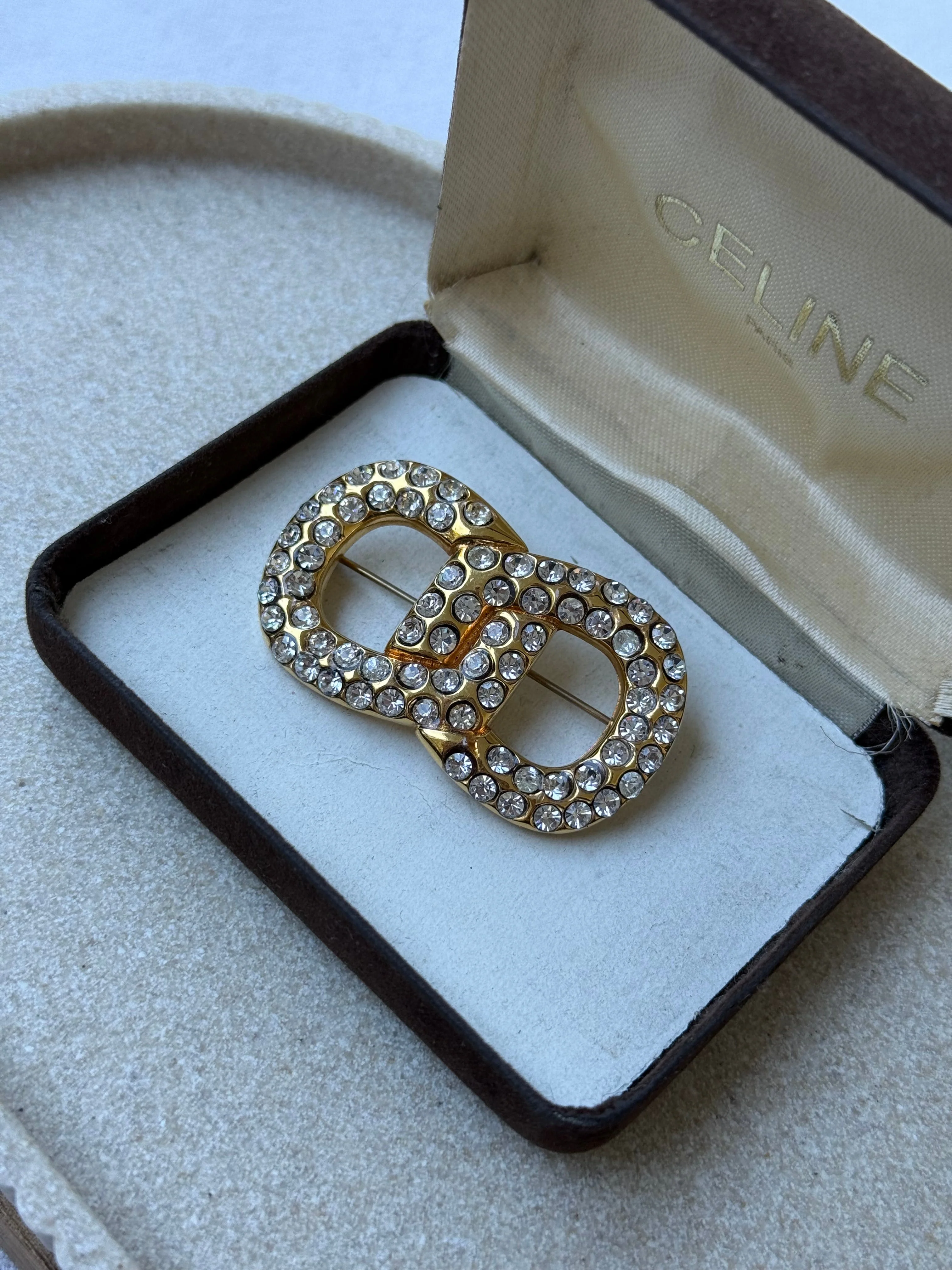 Broche Céline Vintage - Maillons Pavés De Strass - Image 3