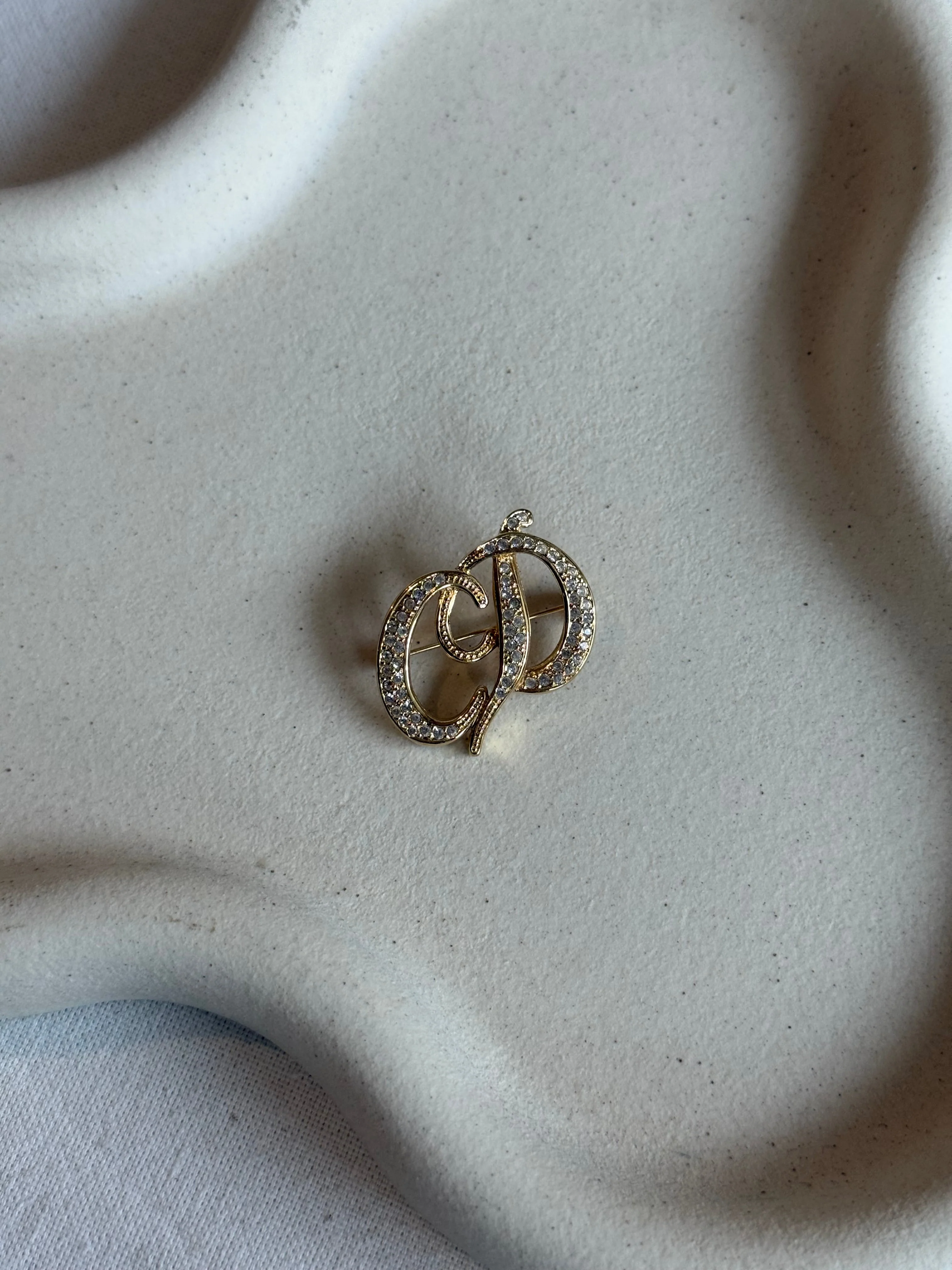 Broche Christian Dior Vintage - Cd Orné De Strass - Image 3