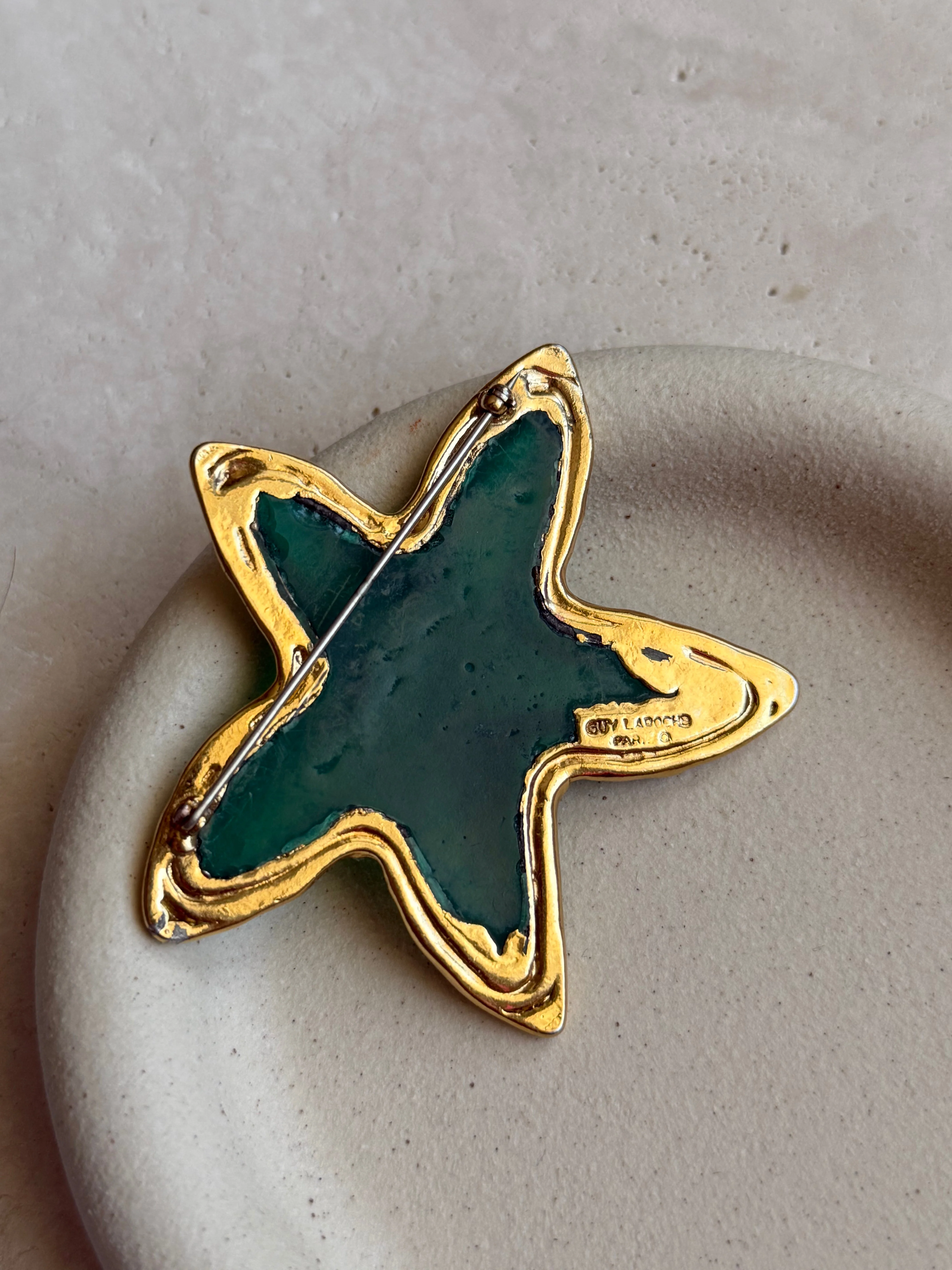 Guy Laroche - Broche Vintage - Etoile De Mer Verte - Image 2