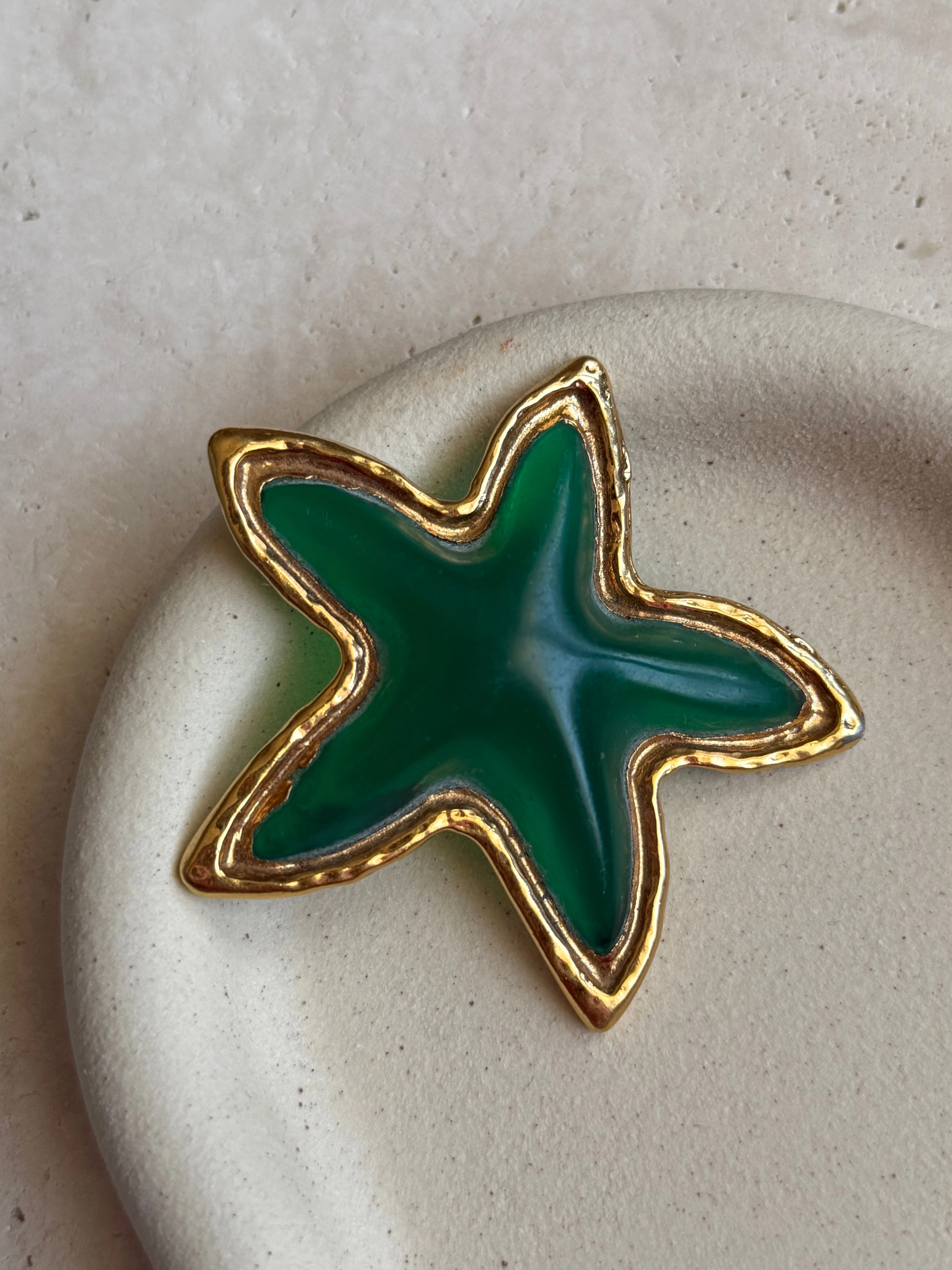 Guy Laroche - Broche Vintage - Etoile De Mer Verte - Image 3