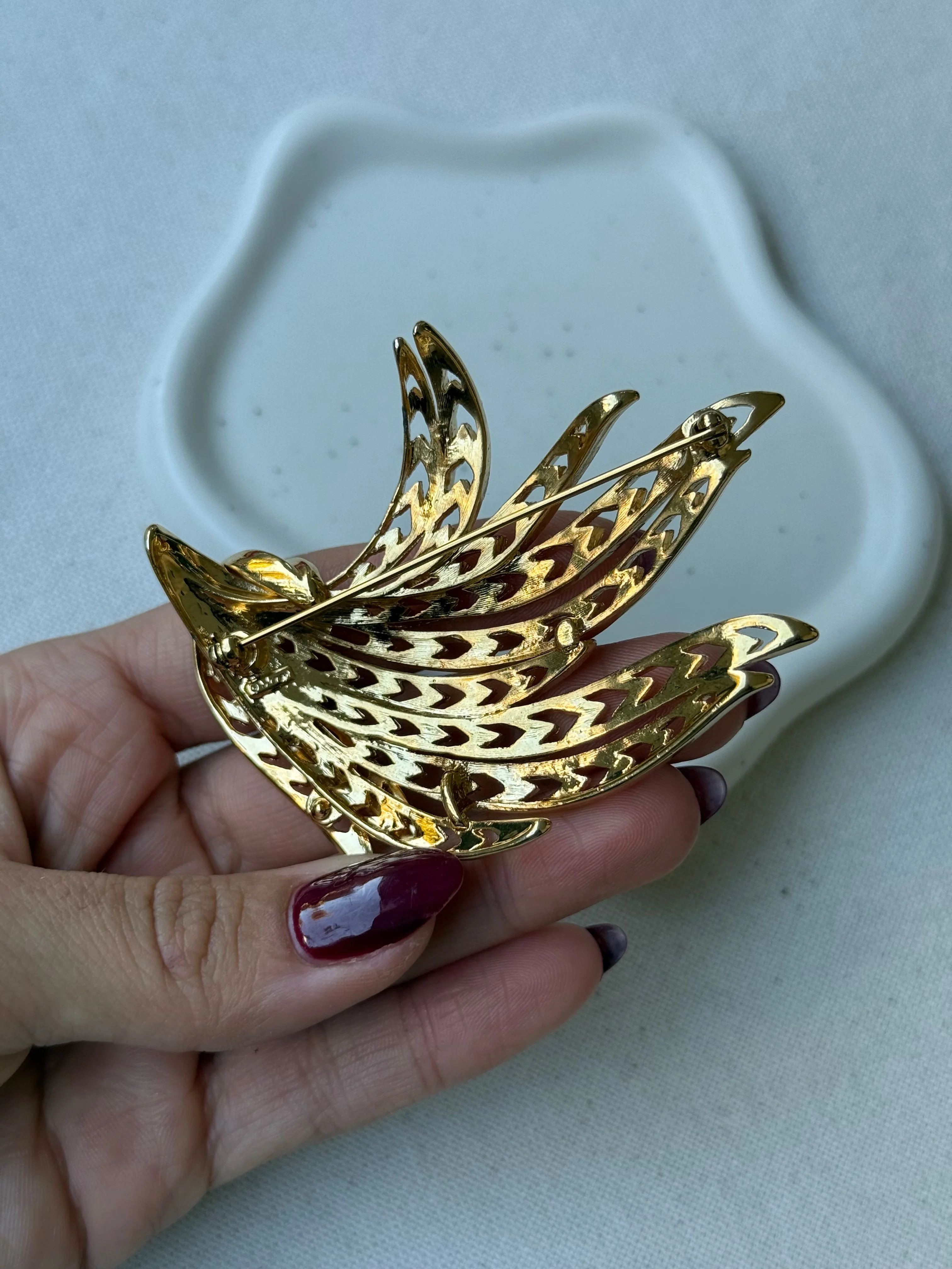 Broche Monet Vintage - Feuille Dorée - Image 4