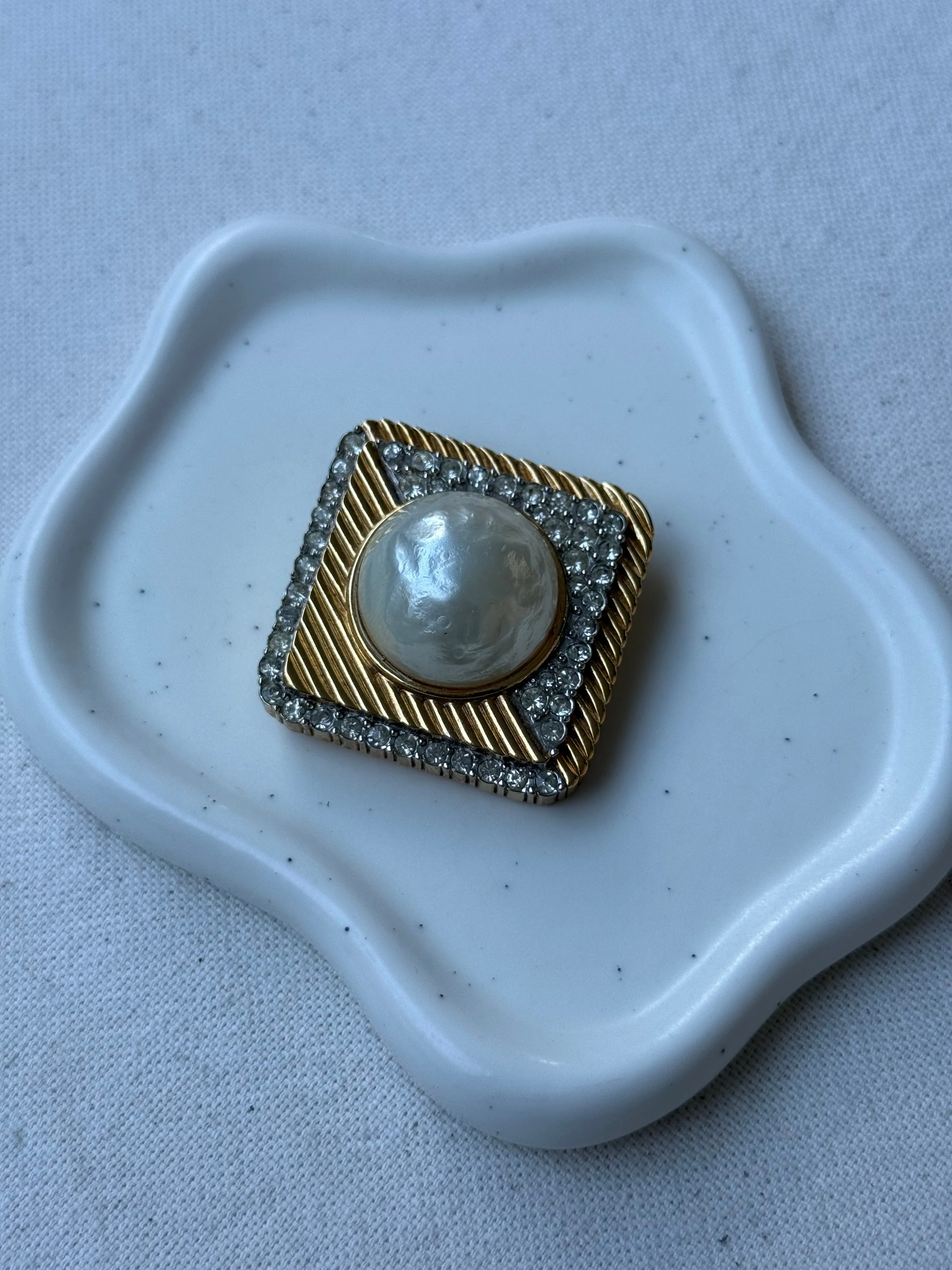 Broche Nina Ricci Vintage - Perle Et Strass - Image 3