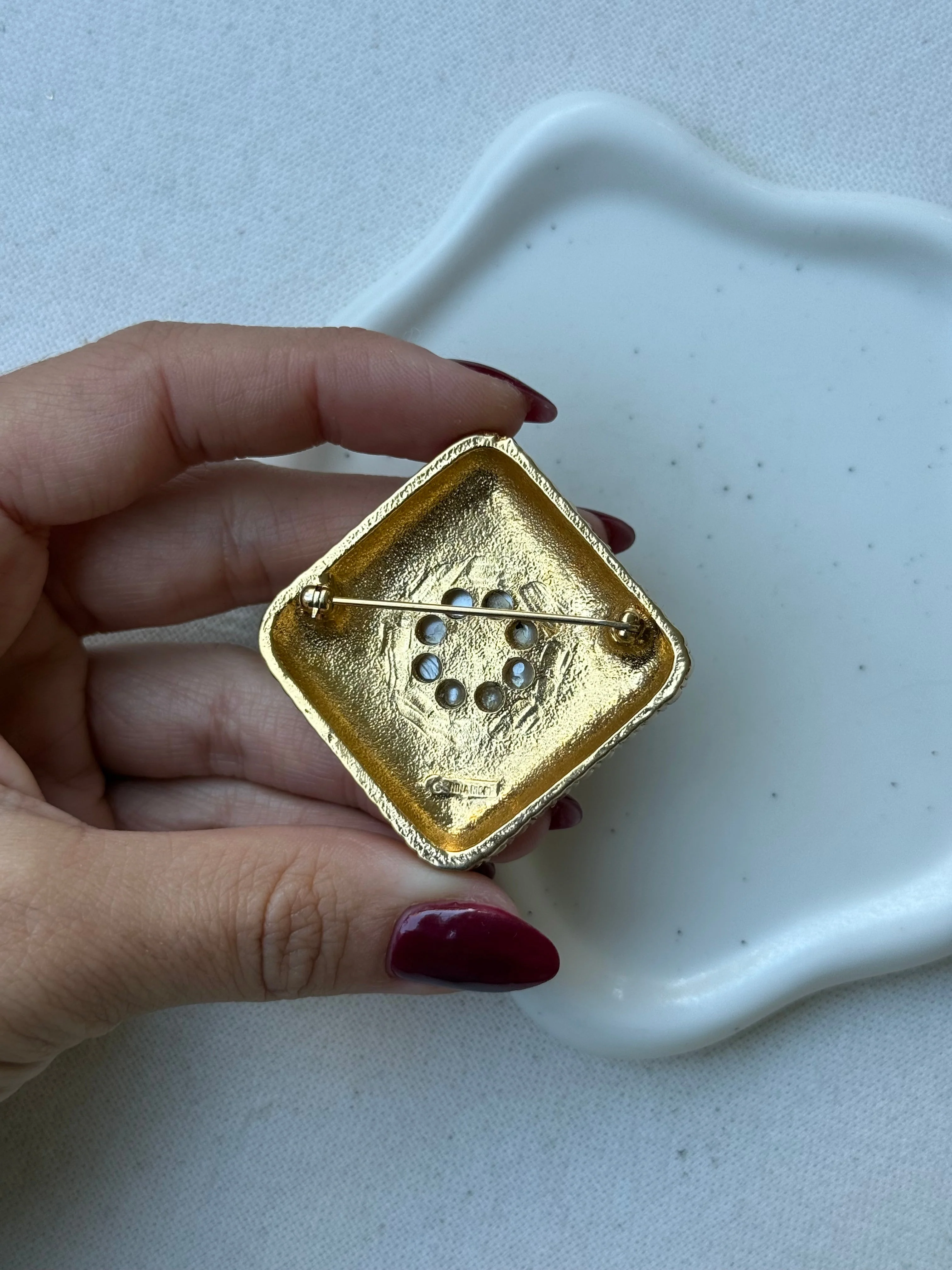 Broche Nina Ricci Vintage - Perle Et Strass - Image 4