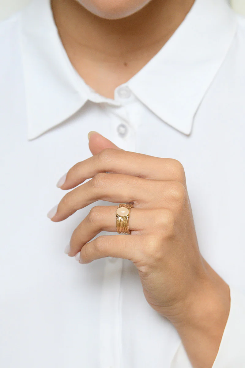 Bague "Quartz Rose Flamboyant "Or Jaune 375/1000 - Image 4