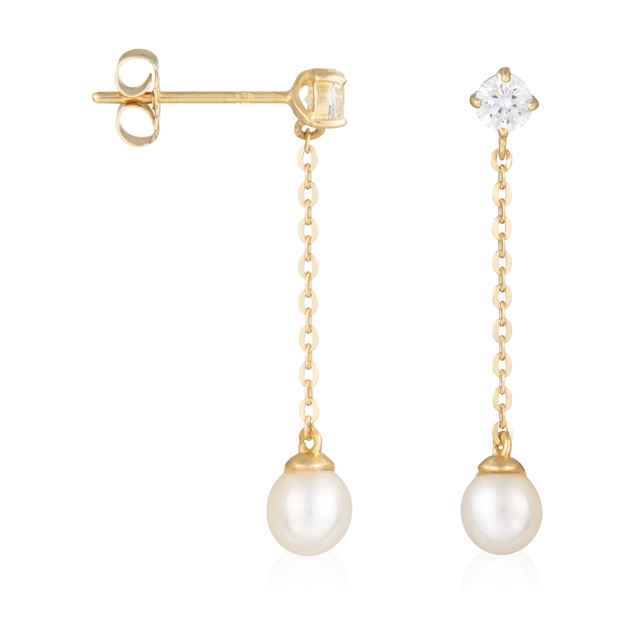 Boucles D'Oreilles "Moana Pearl"Or Jaune 375/1000 Et Zirconium - Image 2