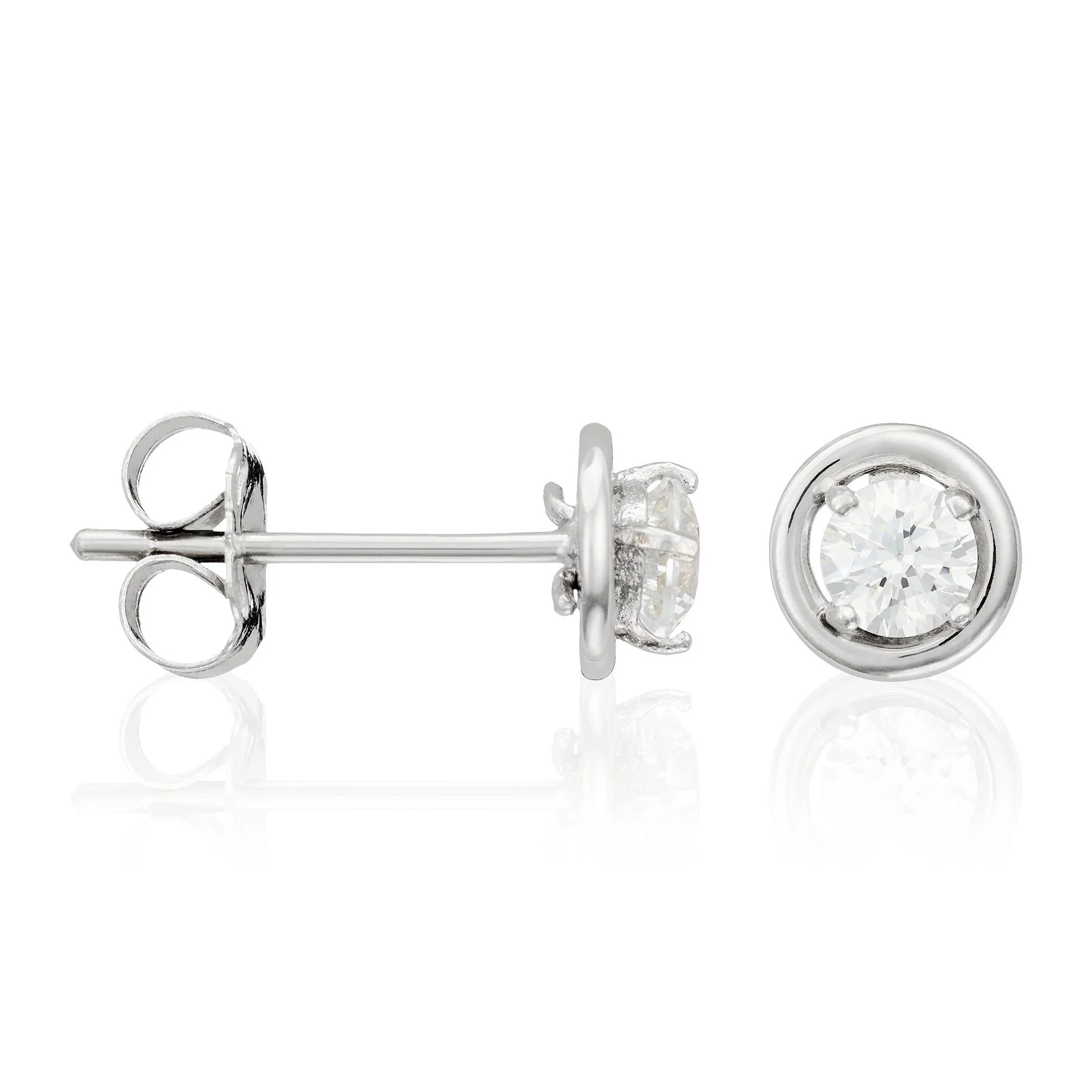 Boucles D'Oreilles "Precious" Or Blanc 375/1000 Et Zirconium - Image 2