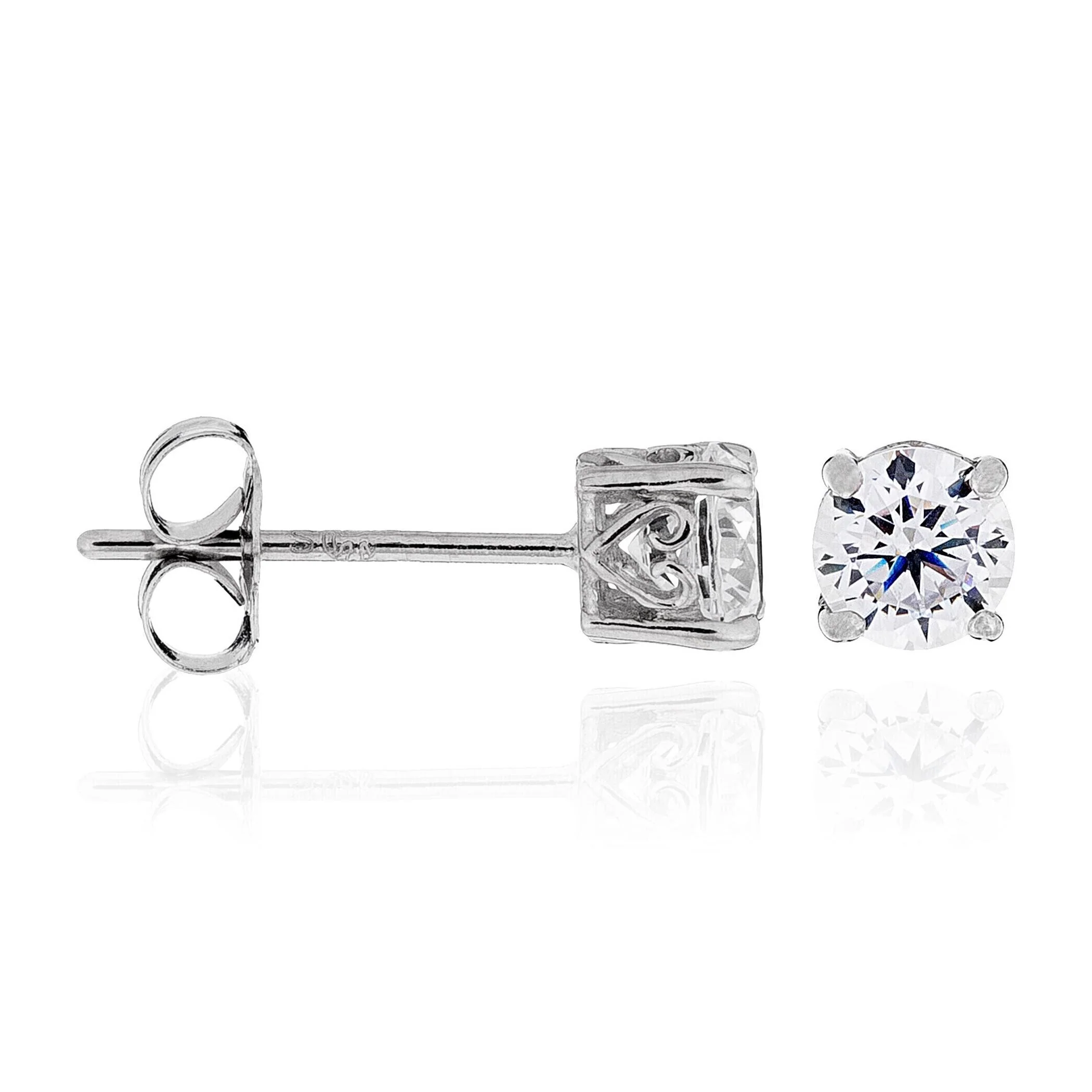 Boucles D'Oreilles "Simply You 4Mm" - Or Blanc 375/1000 Et Zirconium - Image 2