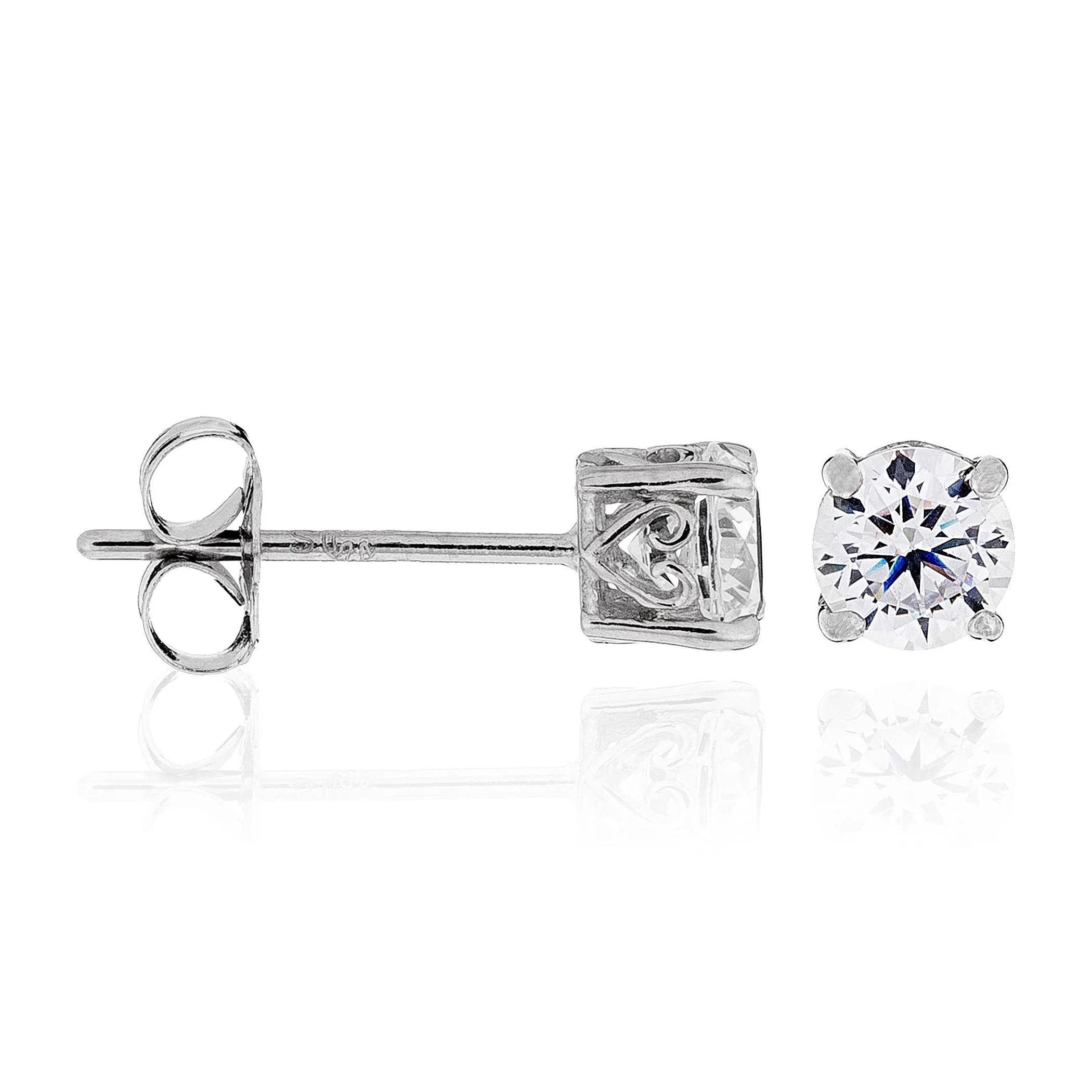 Boucles D'Oreilles "Simply You 4Mm" - Or Blanc 375/1000 Et Zirconium - Image 3