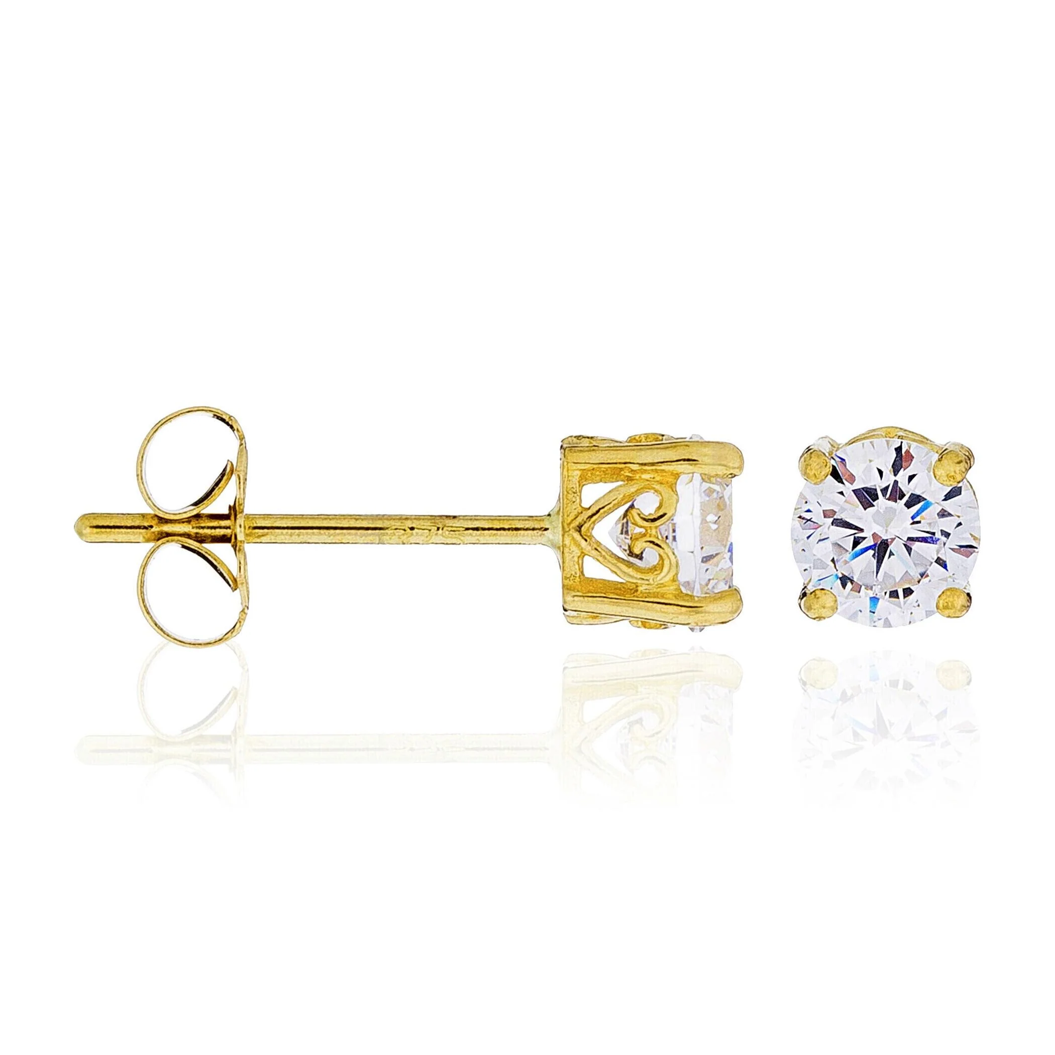 Boucles D'Oreilles "Simply You" - 4Mm Or Jaune 375/1000 Et Zirconium - Image 2