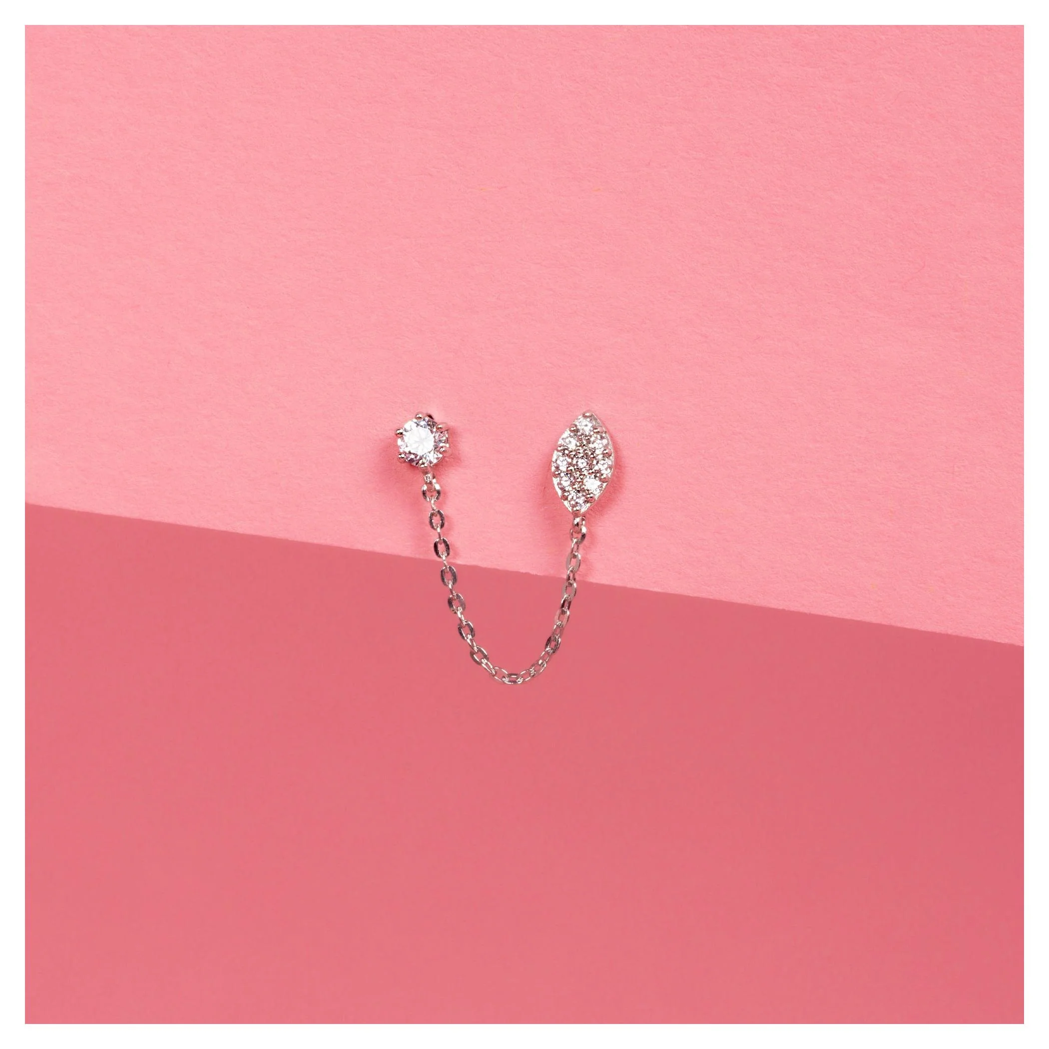 Boucles D'Oreilles Unitaire "Princière" - Or Blanc 375/1000 - Image 2