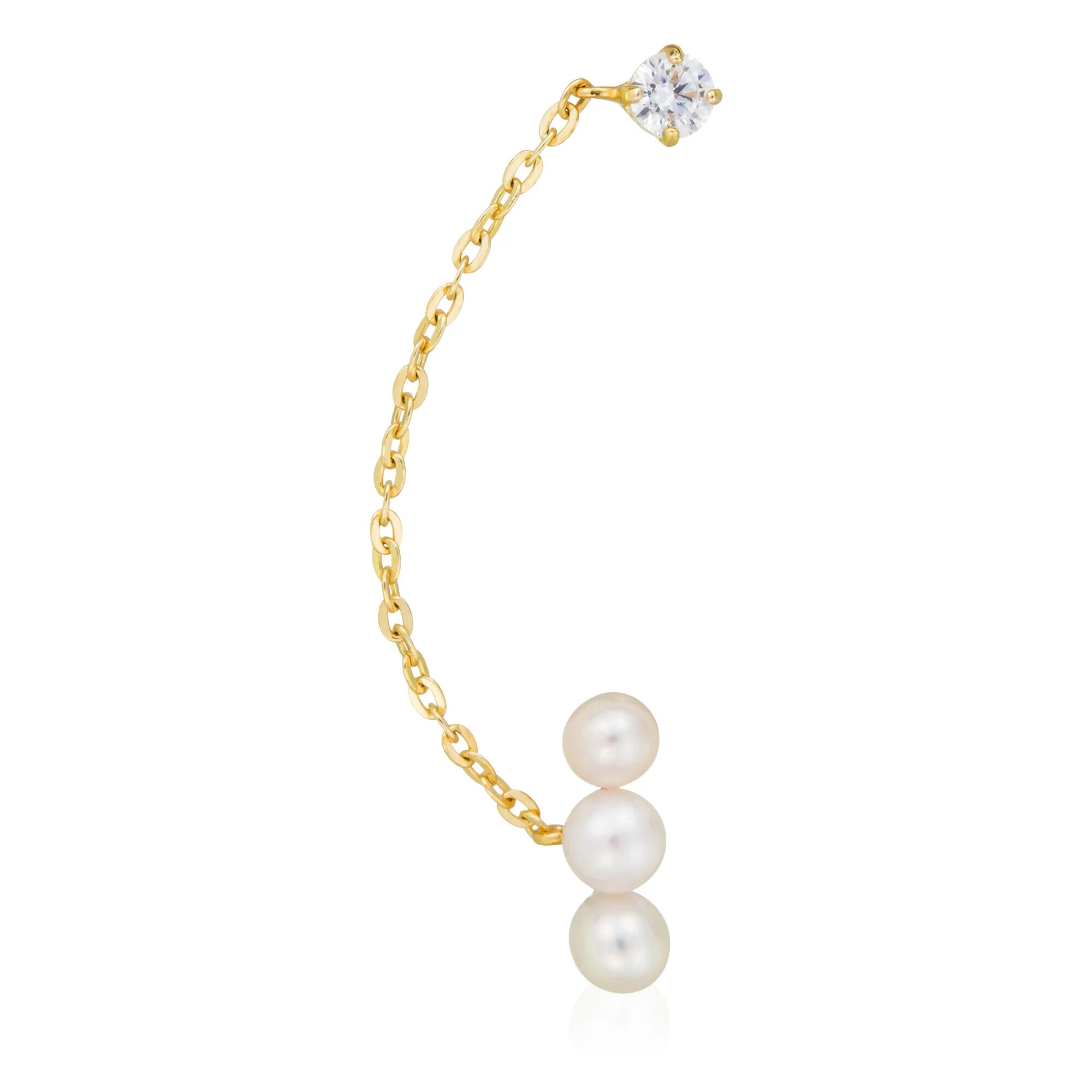 Bijou D'Oreille Unitaire "Perle Montante" - Or Jaune 375/1000 Et Zirconium - Image 3