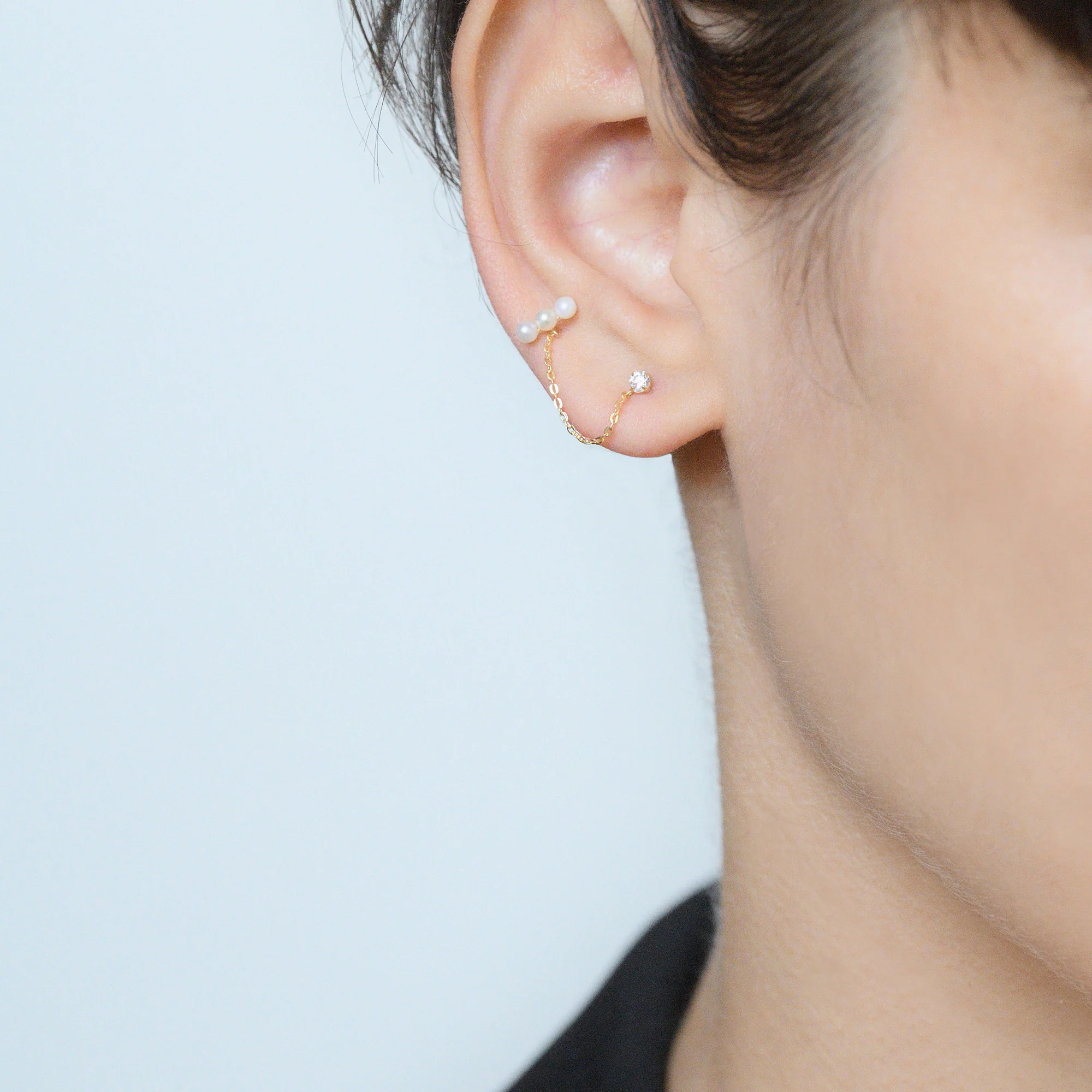 Bijou D'Oreille Unitaire "Perle Montante" - Or Jaune 375/1000 Et Zirconium - Image 5