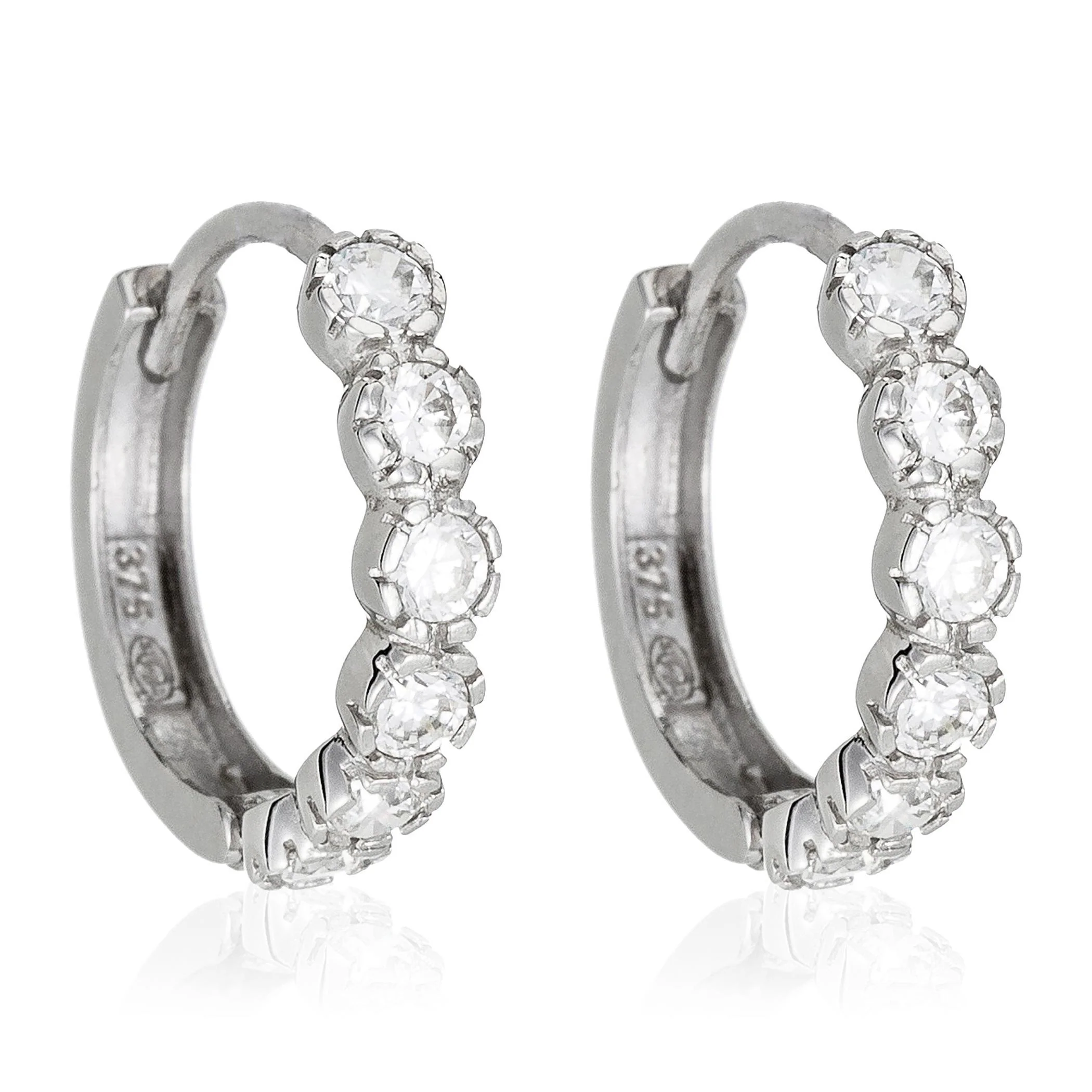 Boucles D'Oreilles "Luminous" - Or Blanc 375/1000 Et Zirconium - Image 2