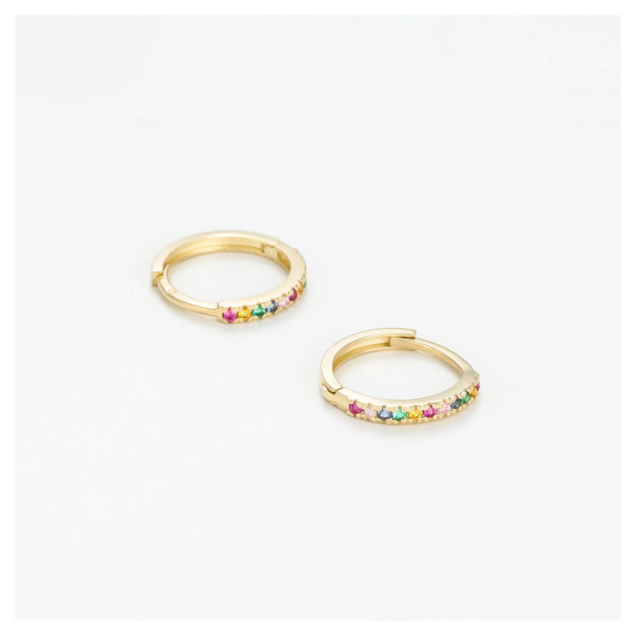 Boucles D'Oreilles "Créoles Colored" - Or Jaune 375/1000 - Image 3