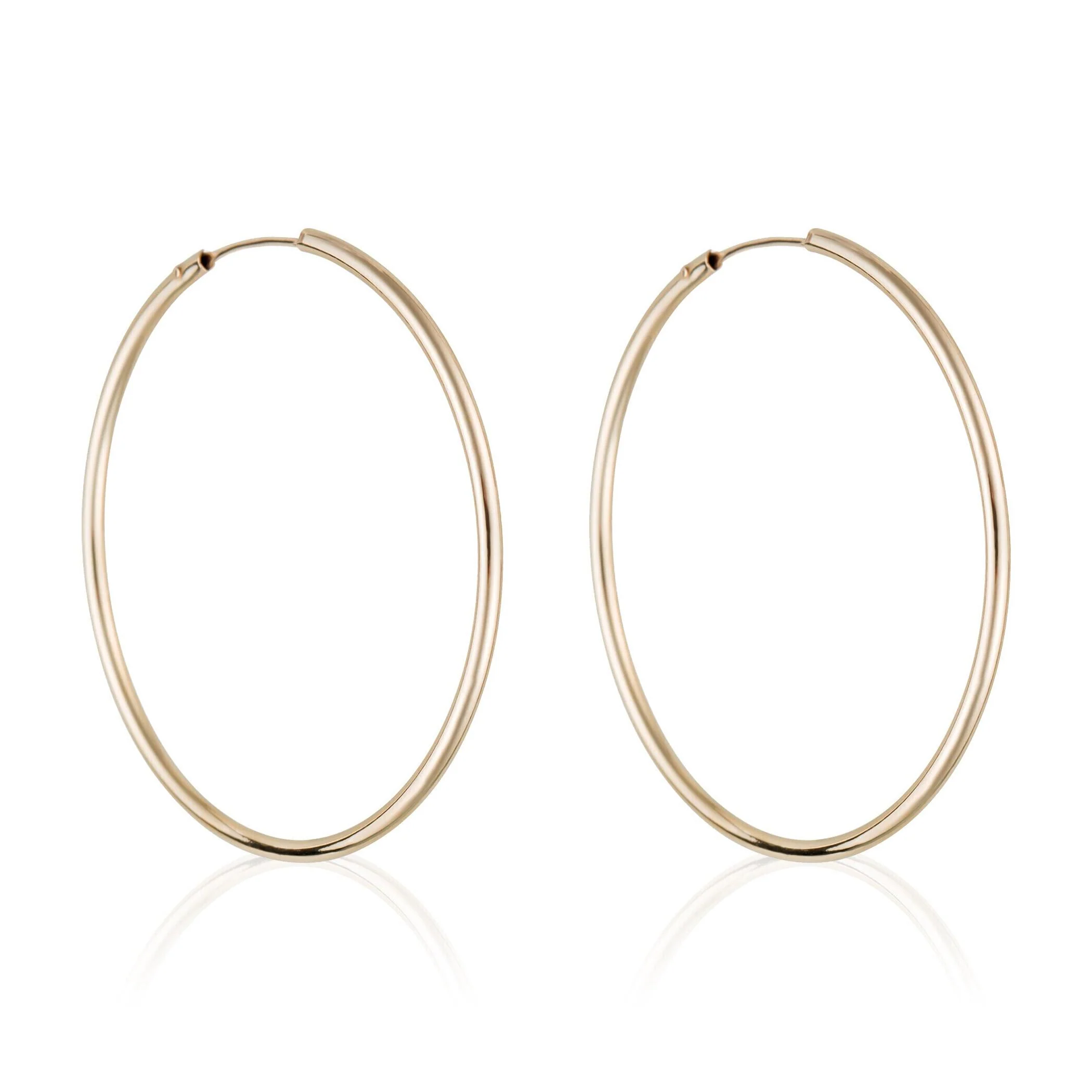 Boucles D'Oreilles Créoles Lisses 30 Mm - Or Jaune - Image 2