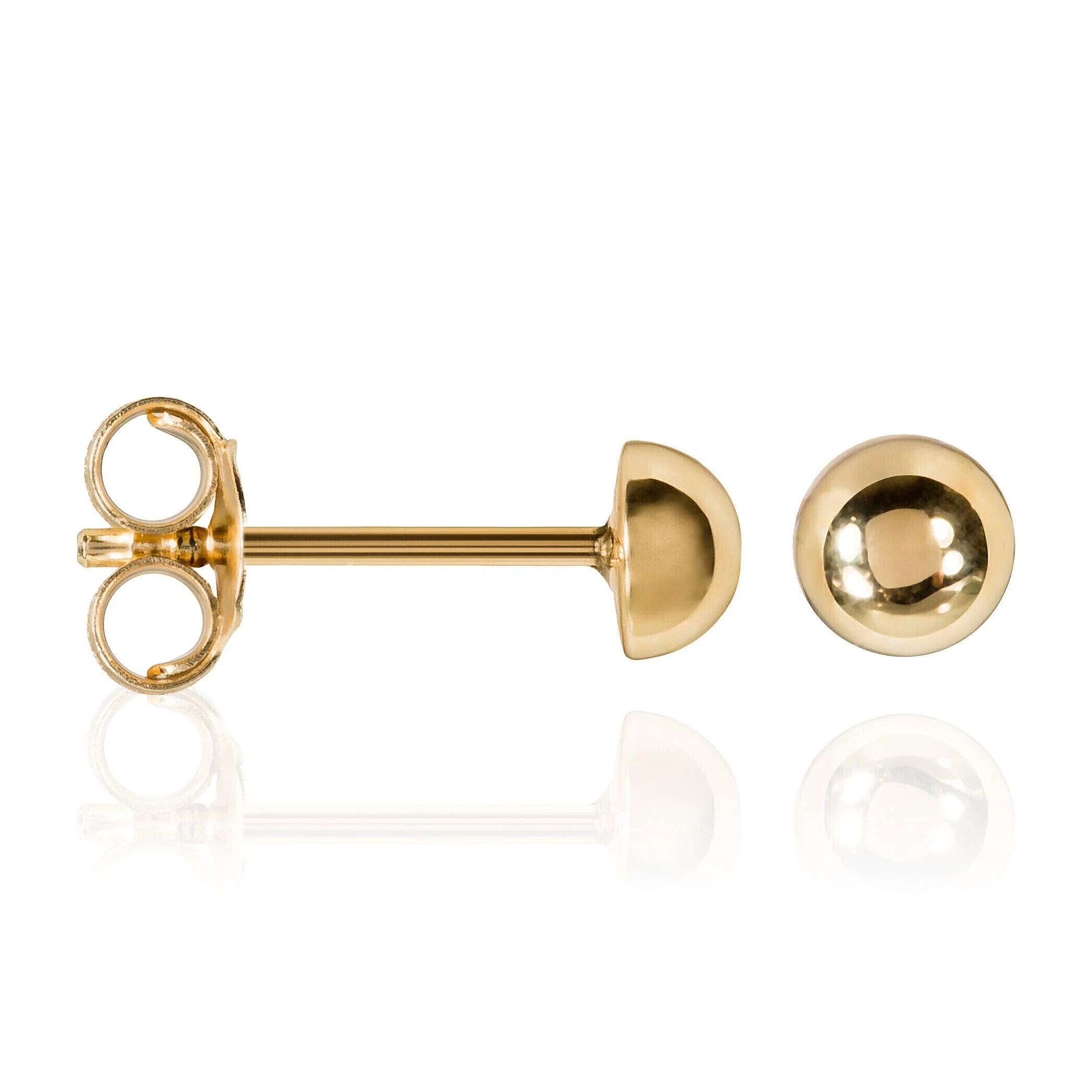 Boucles D'Oreilles "Demi Boule 3Mm "Or Jaune 375/1000 - Image 2