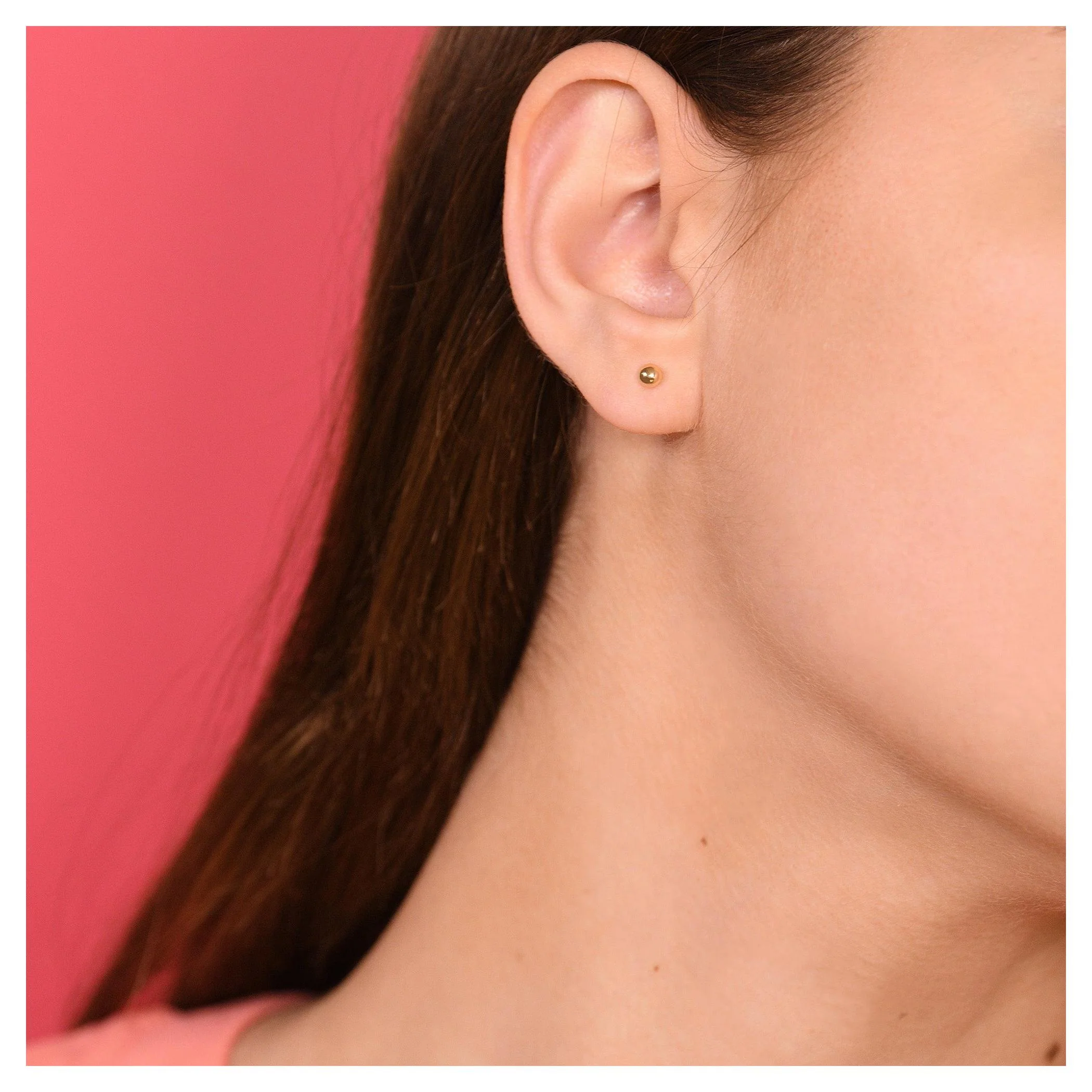 Boucles D'Oreilles "Demi Boule 3Mm "Or Jaune 375/1000 - Image 3