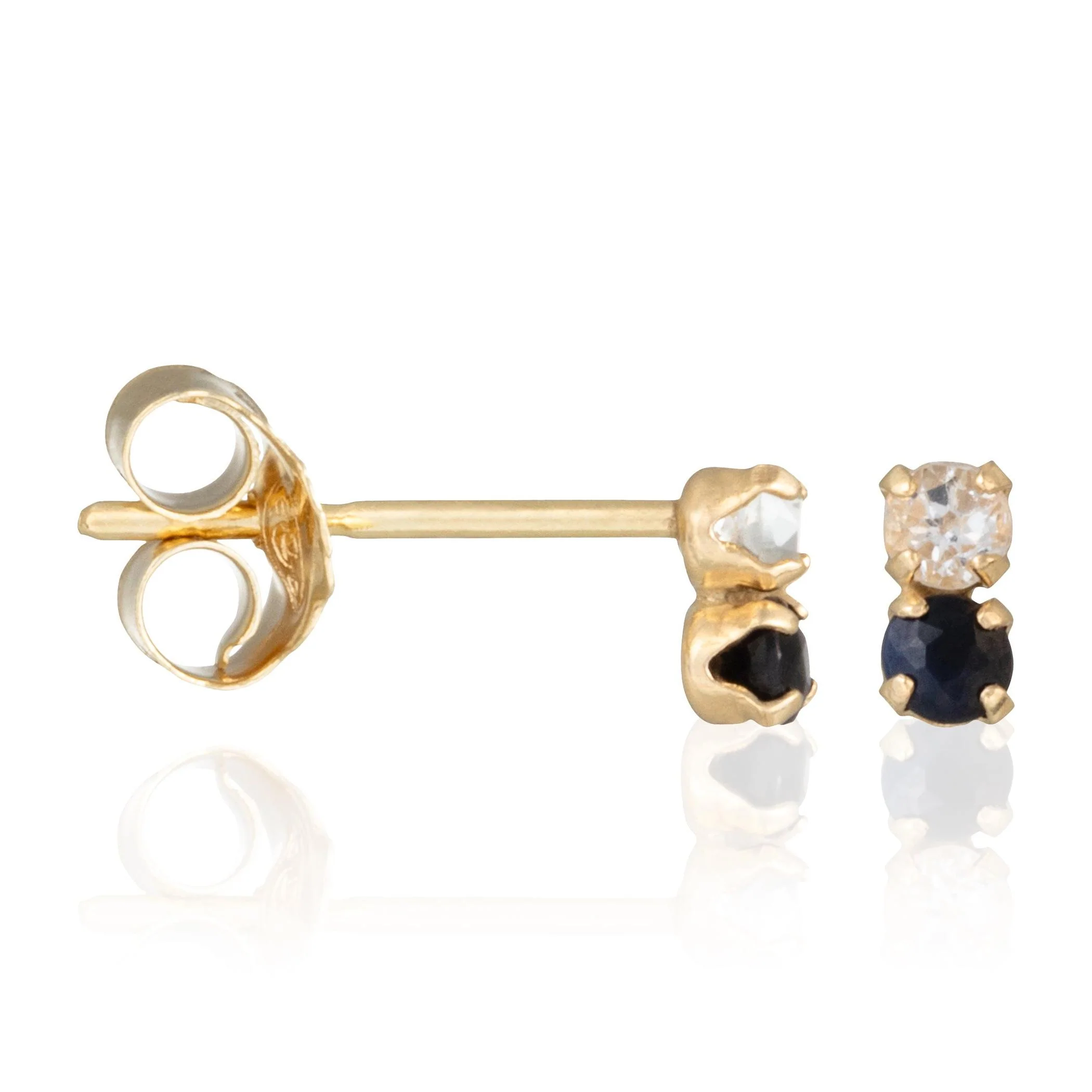 Boucles D'Oreilles "Puces Duo Précieuses 0,16Ct/4" Topaze Et Saphir - Image 2