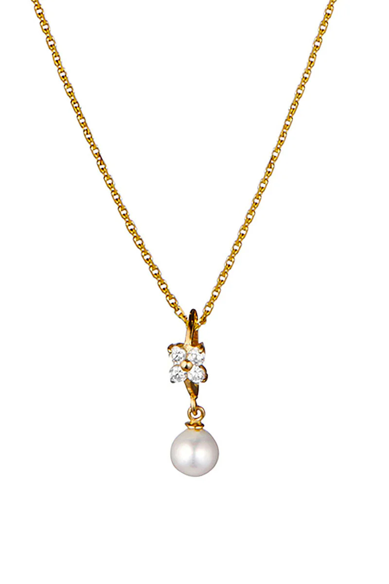 Pendentif "Gift" Or Jaune 375/1000 Perle Blanche Et Zirconium - Image 2