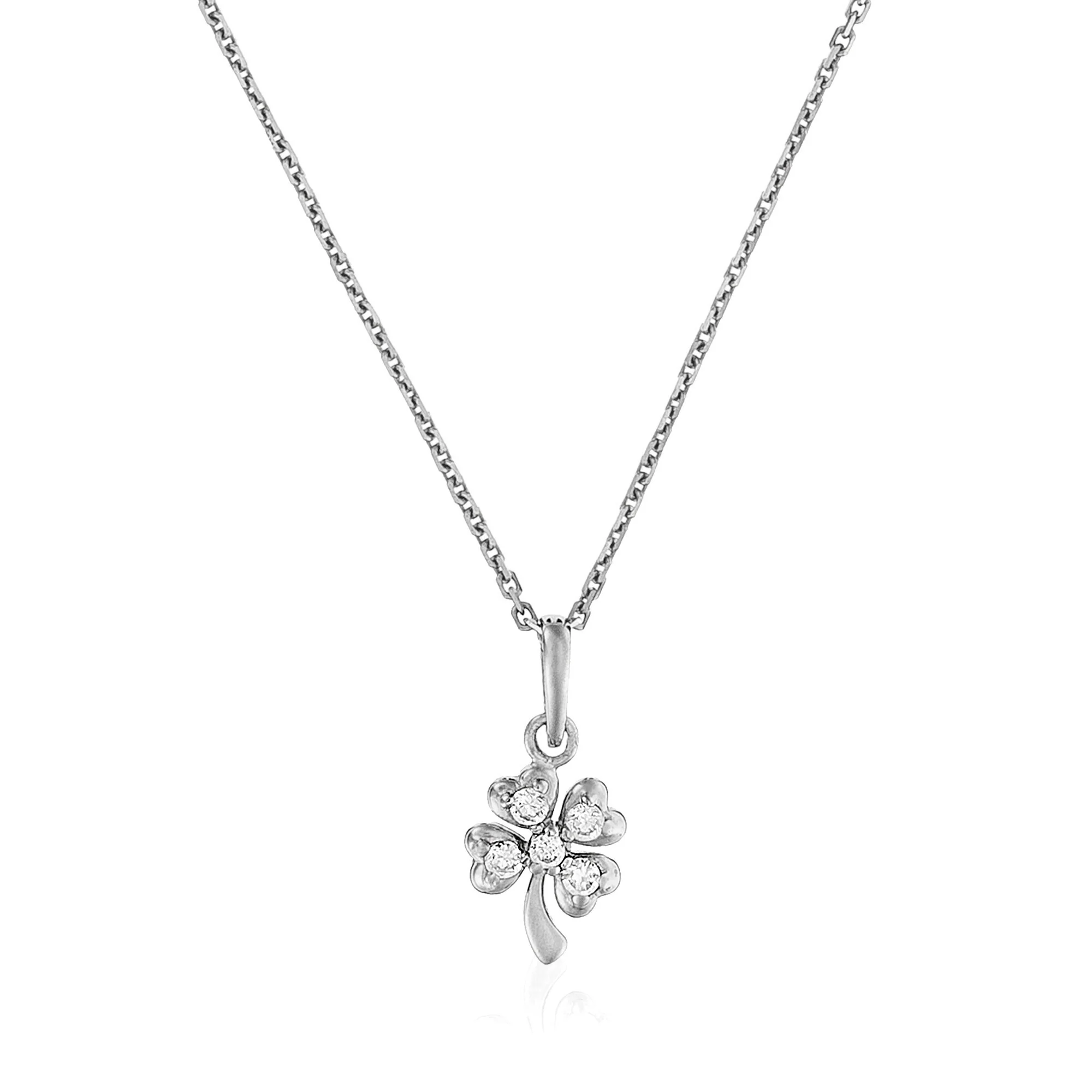 Pendentif "Petit Trèfle" - Or Blanc 375/1000 Et Zirconium - Image 2